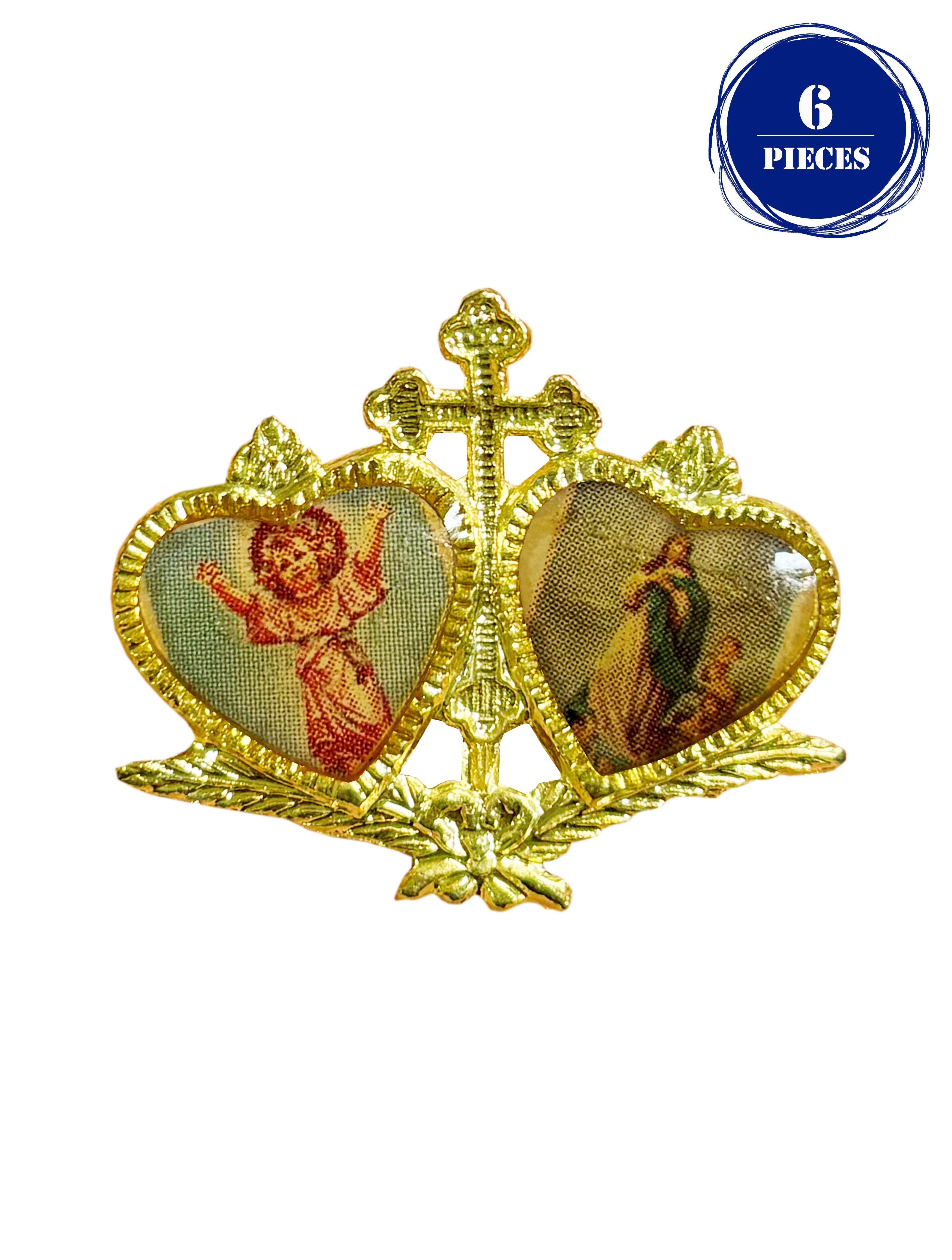 Two Hearts gold catholics lapel pin