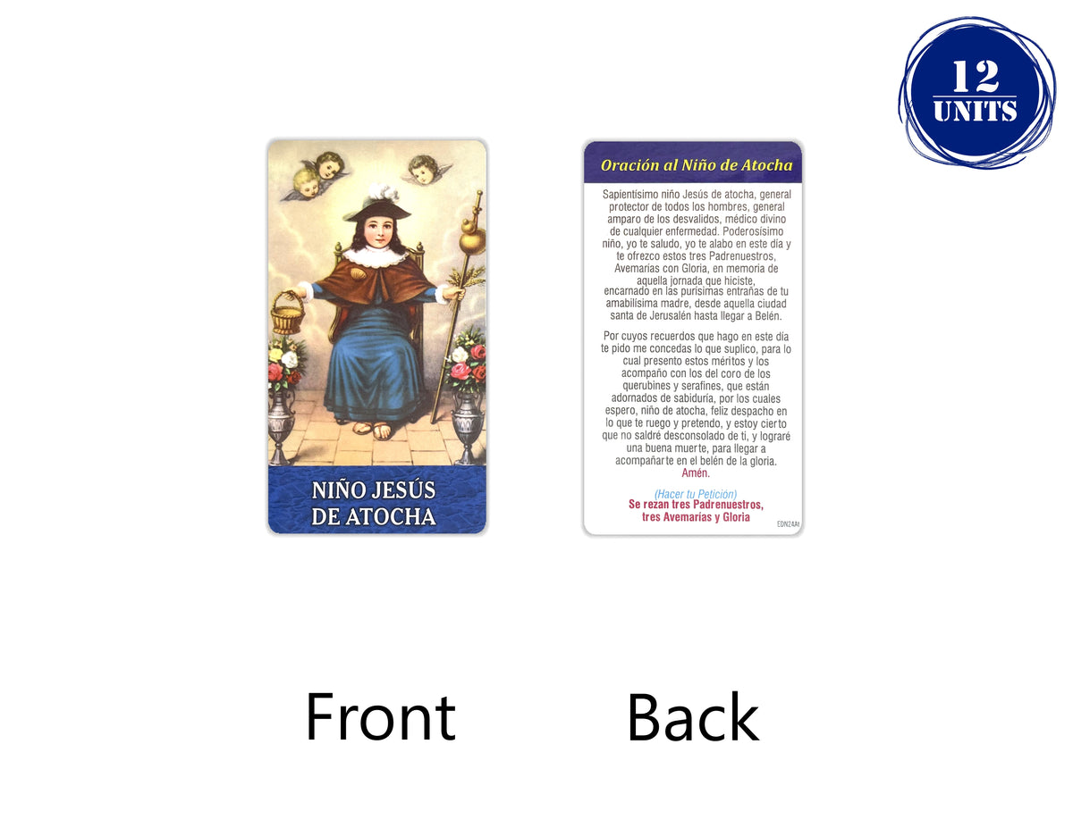 Estampa católica con oración en español, holy card 3.5 x 2 inch – Oración al Niño de Atocha / 12