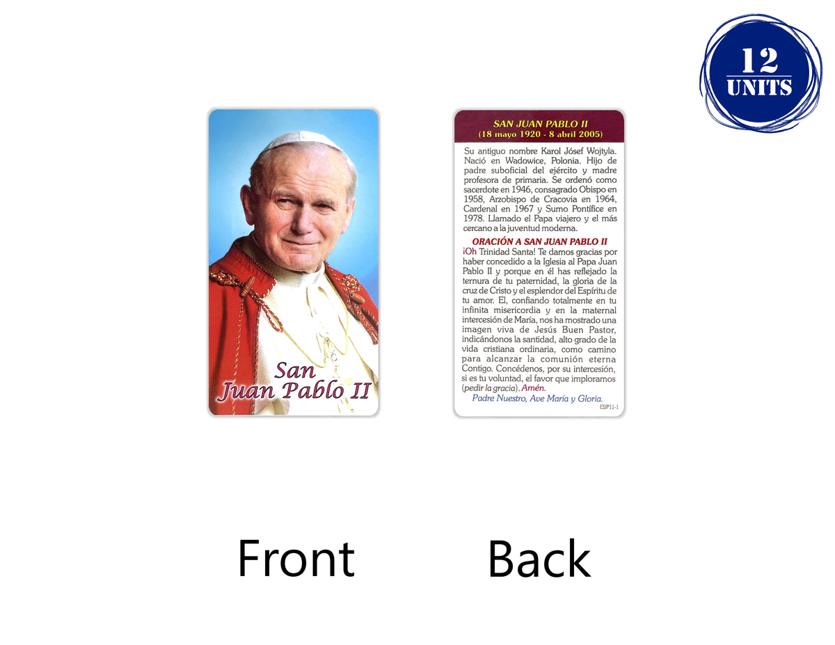 Estampa católica con oración en español, holy card 3.5 x 2 inch – Oración a San Juan Pablo II / 12