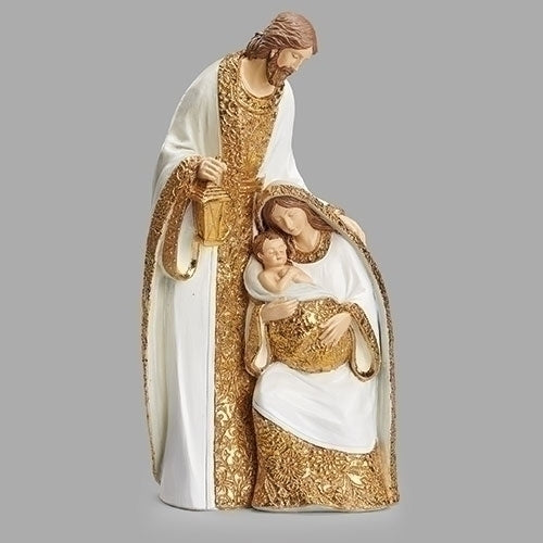 14"H Holy Family White and Gold Pattern Figure