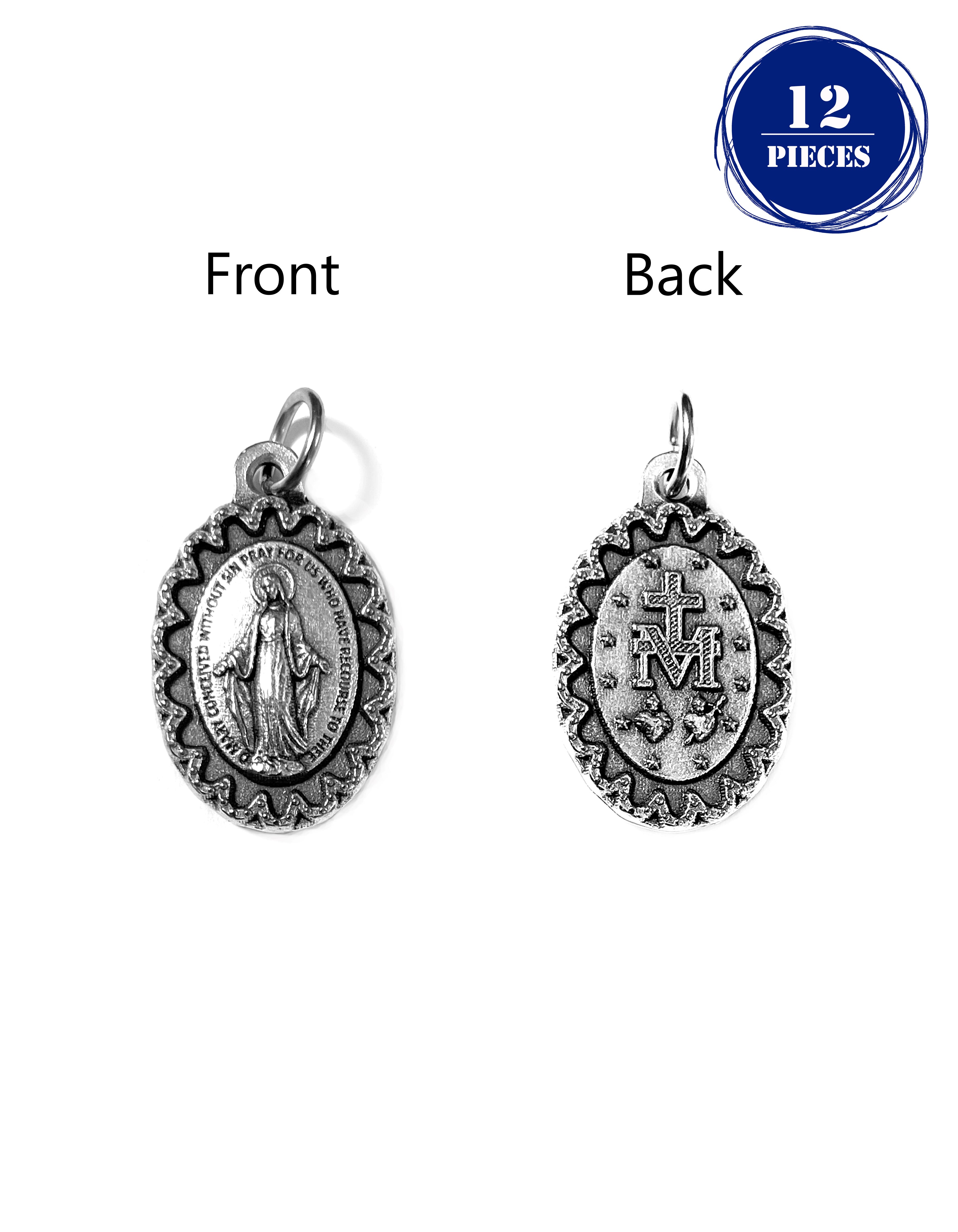 Pack of 12 Saints Medals in oxidized silver made in Italy 1.0" x 0.7"