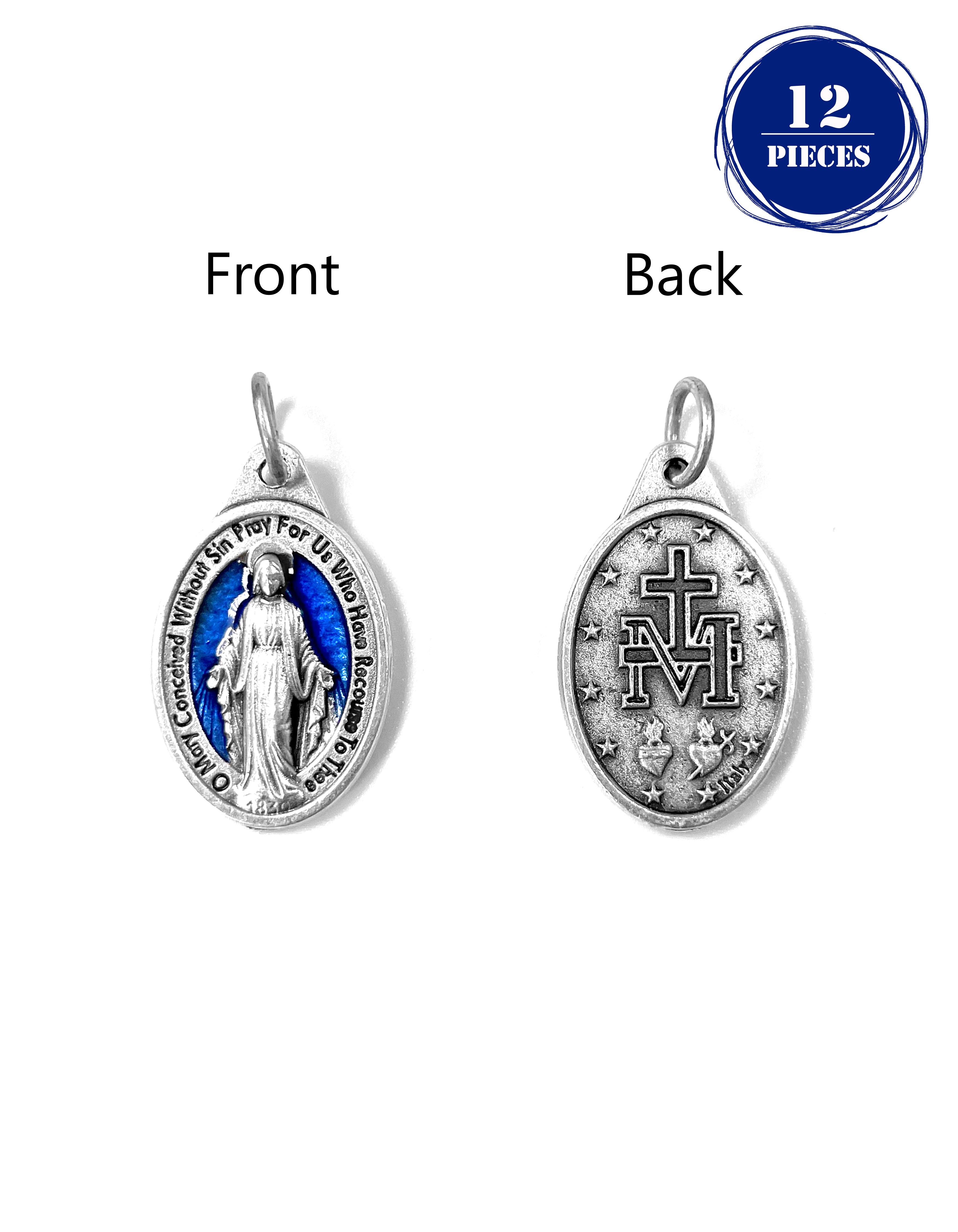 Pack of 12 Saints Medals in oxidized silver made in Italy 1.0" x 0.7"