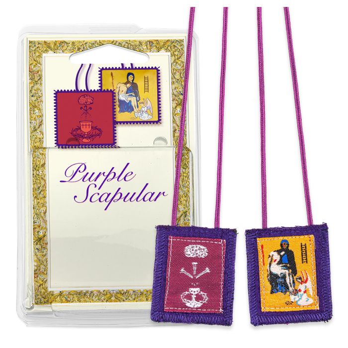1 3/4" x 2" Benediction and Protection Purple Wool Scapular