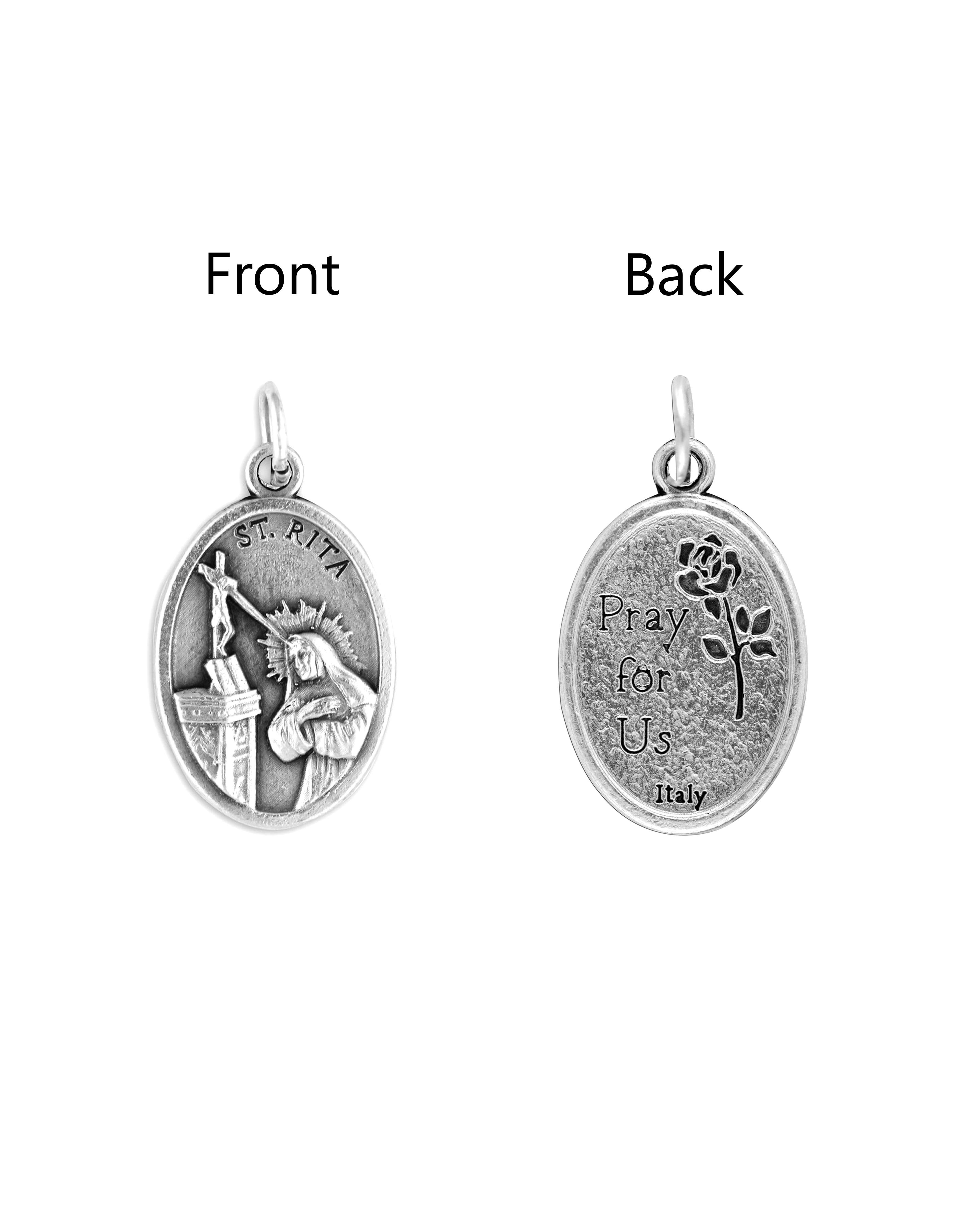 Saints Medals in oxidized silver made in Italy 1.0" x 0.7"