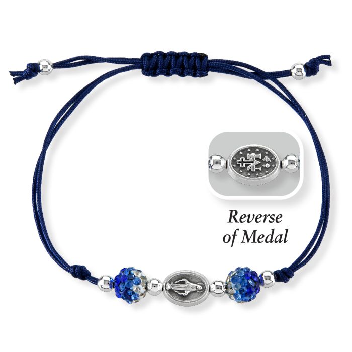 Blue Cord Bracelet with Miraculous Medal
