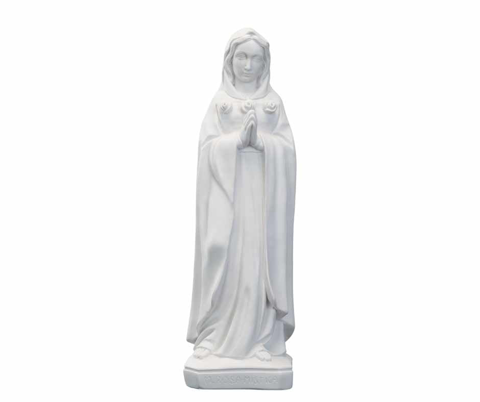The Faith Gift Shop Mystic Rose Virgin Mary all White Statue- Made in Italy - Our Tuscany Collection - Maria Rosa Mistica Blanca