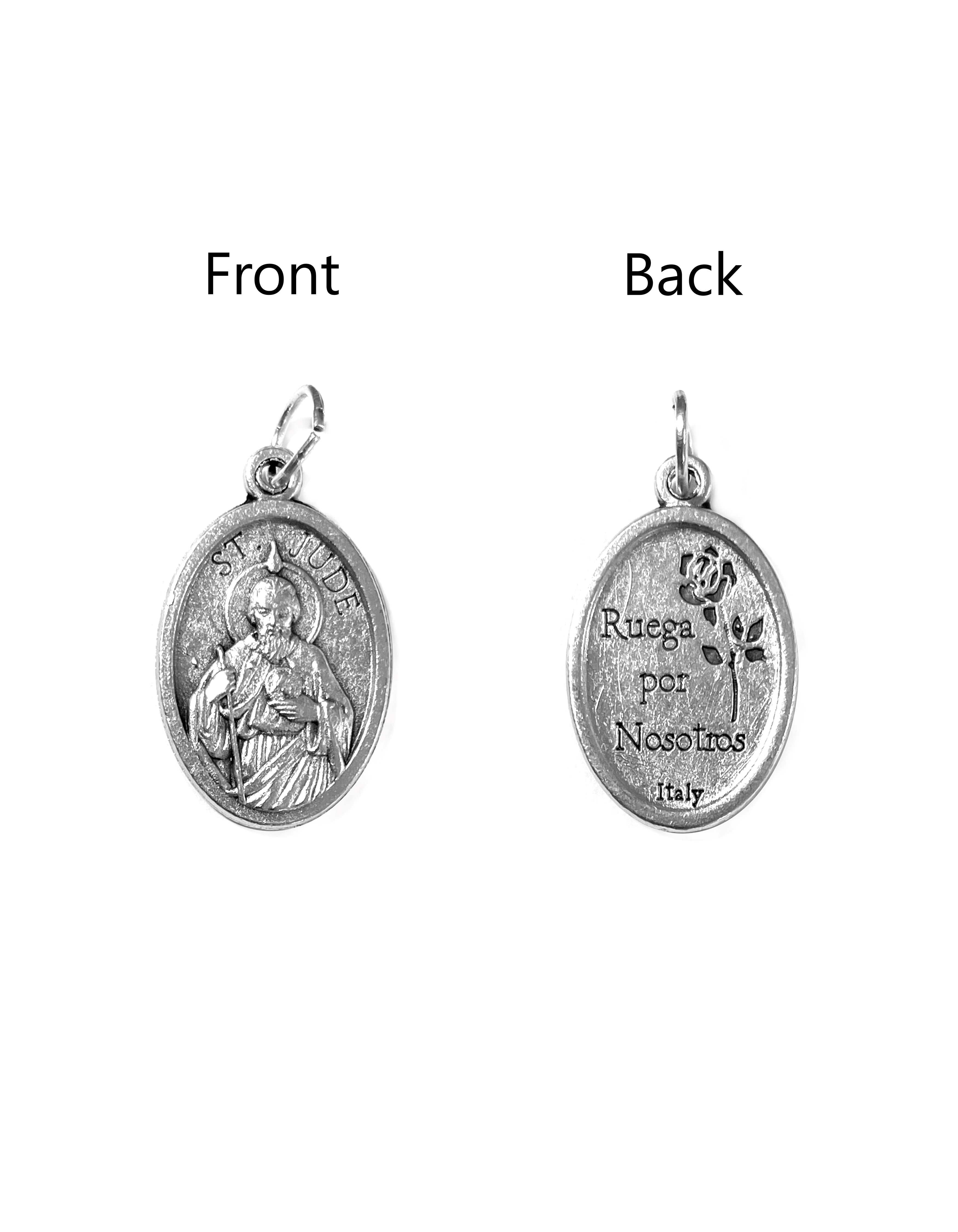 Saints Medals in oxidized silver made in Italy 1.0" x 0.7"