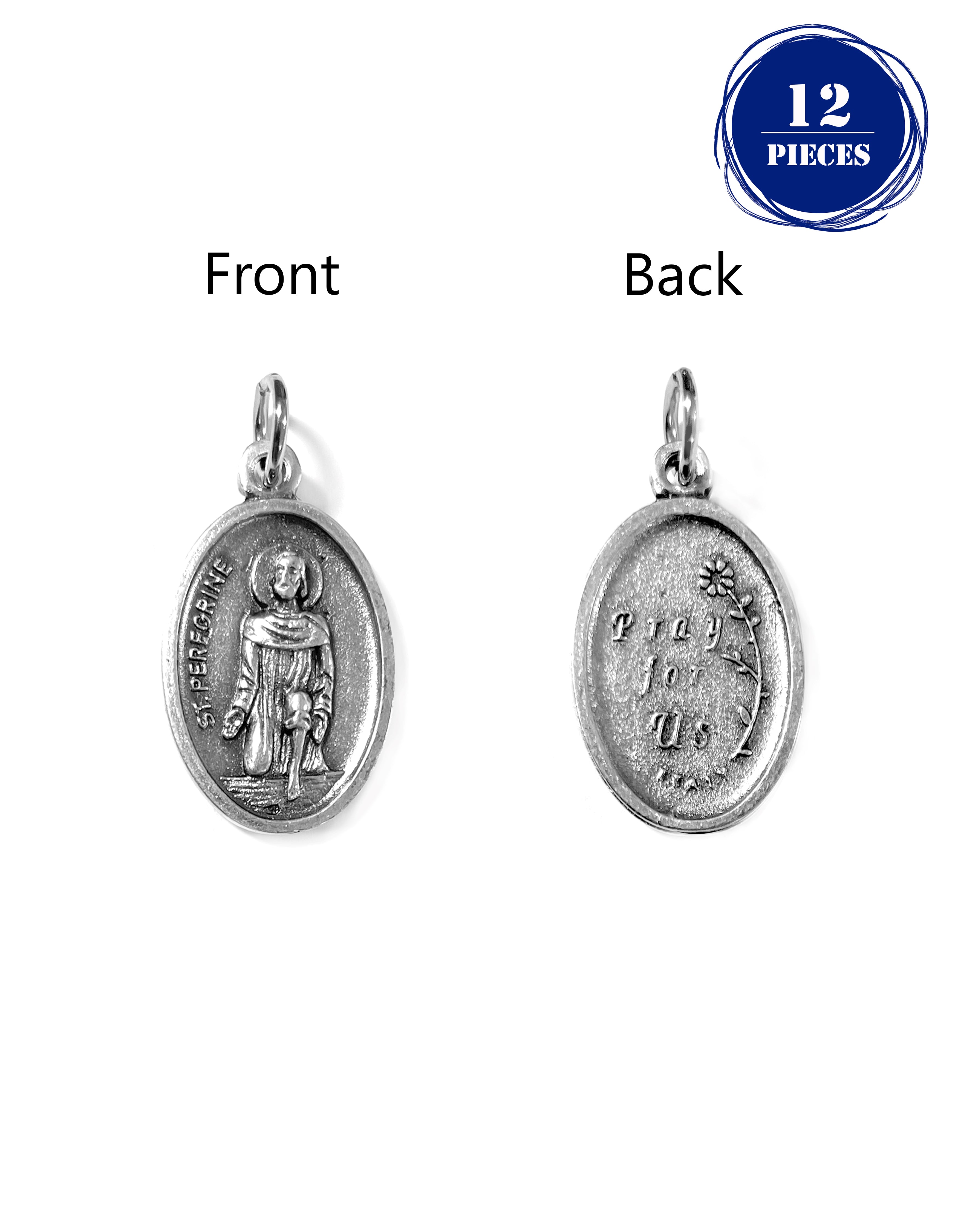 Pack of 12 Saints Medals in oxidized silver made in Italy 1.0" x 0.7"