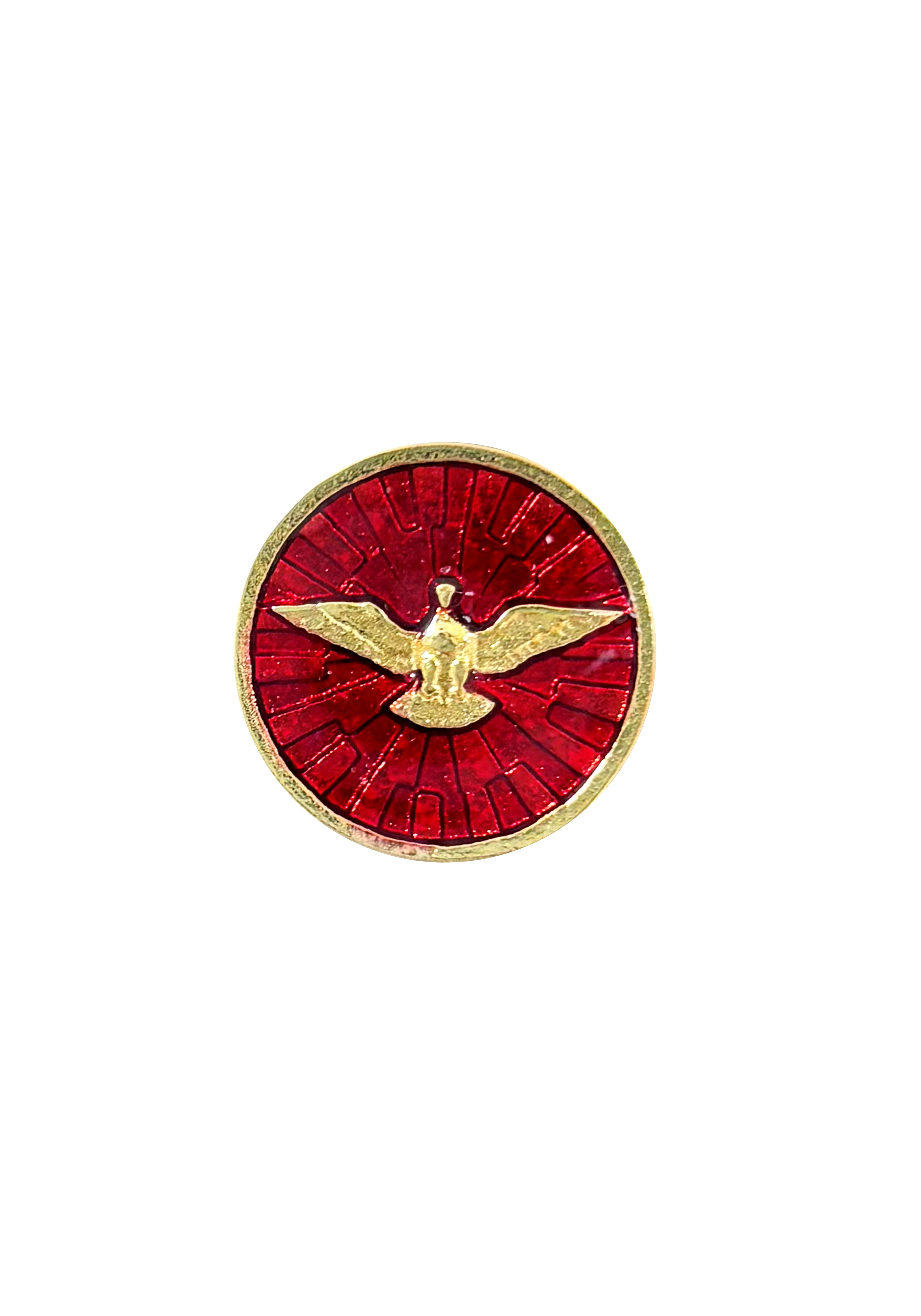 Holy Spirit red enamel round Gold and silver accent catholic lapel pins