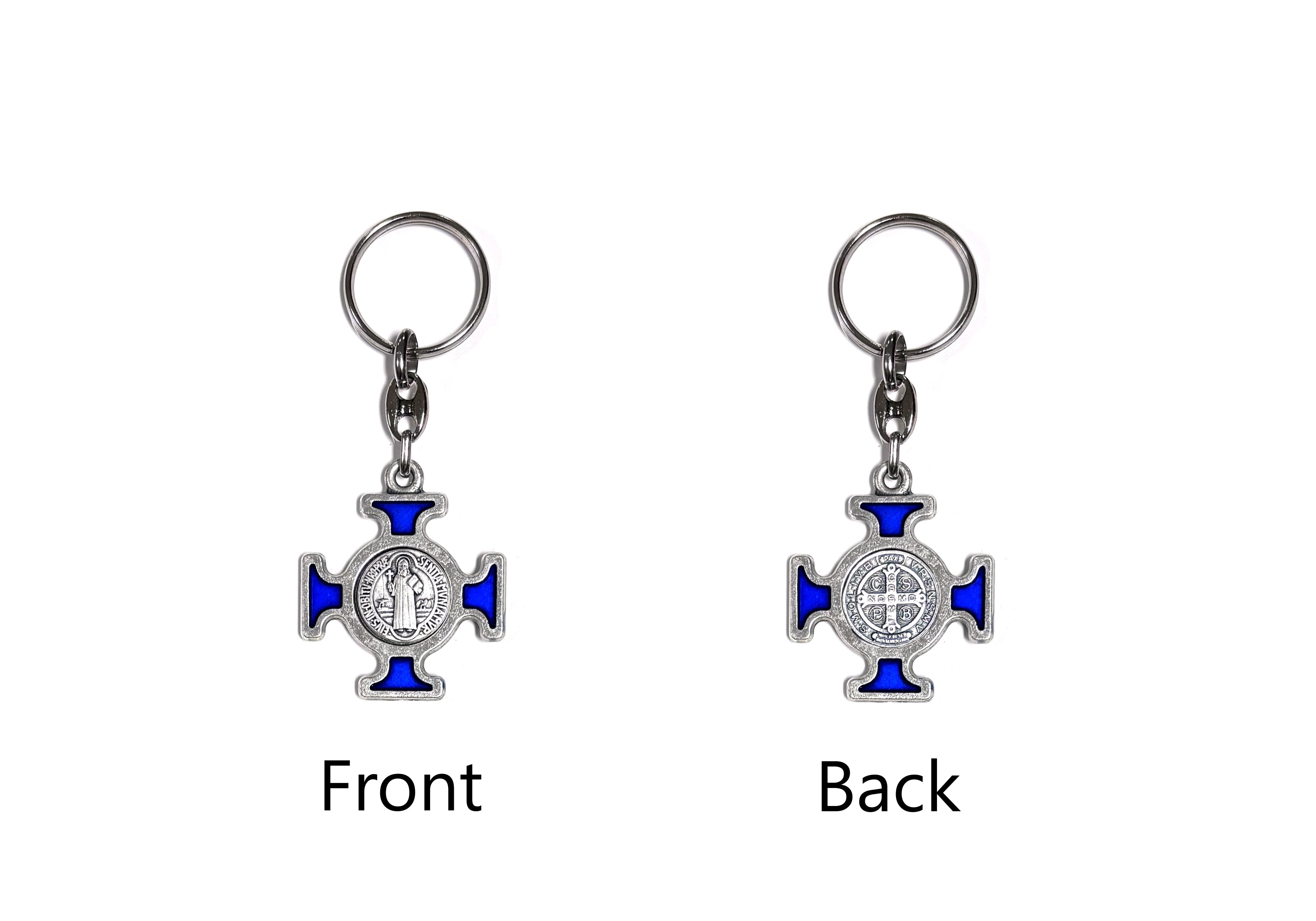 Saint Benedict Colors enamel cross keychain