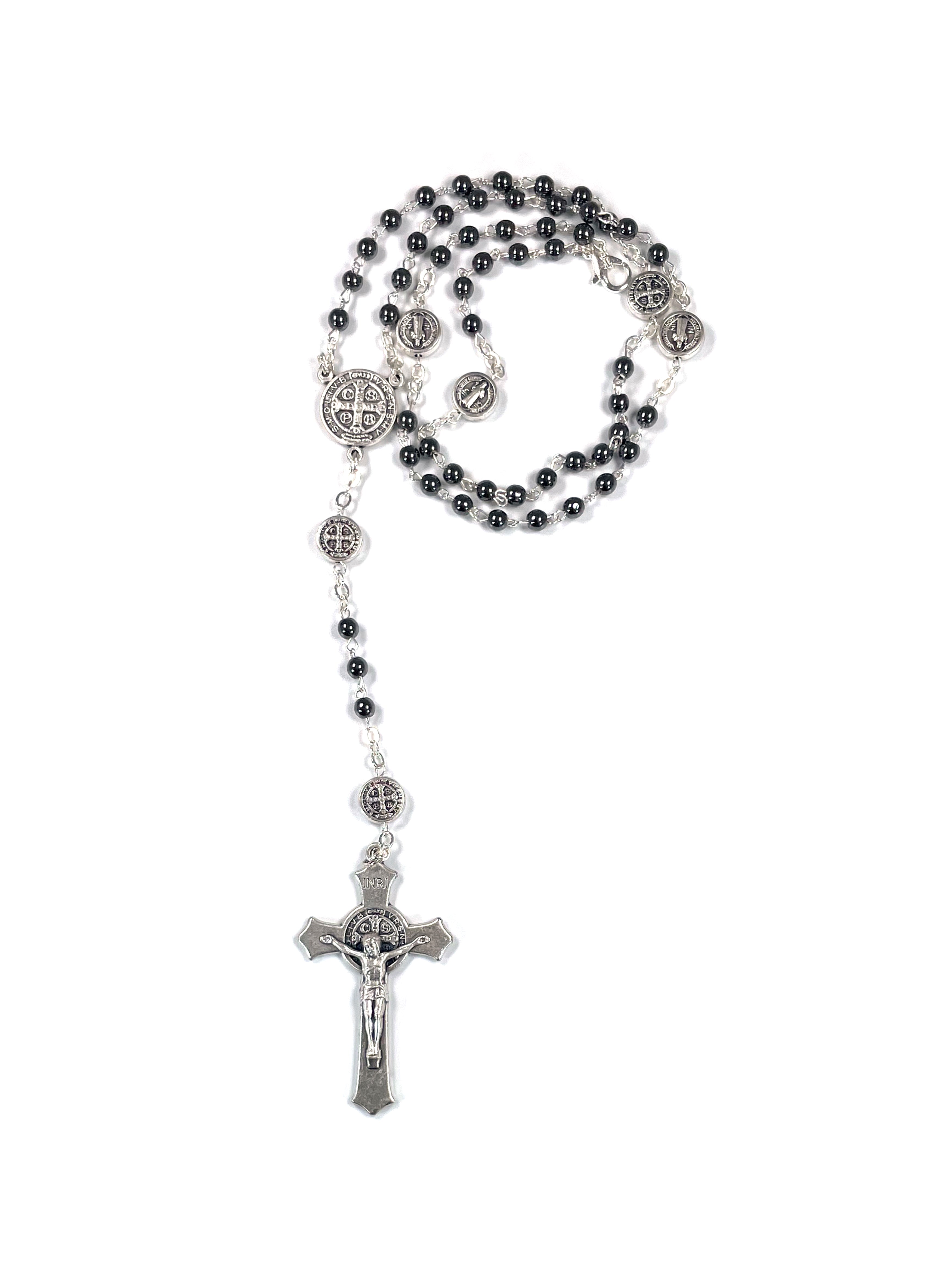 Saint Benedict Hematite Rosary
