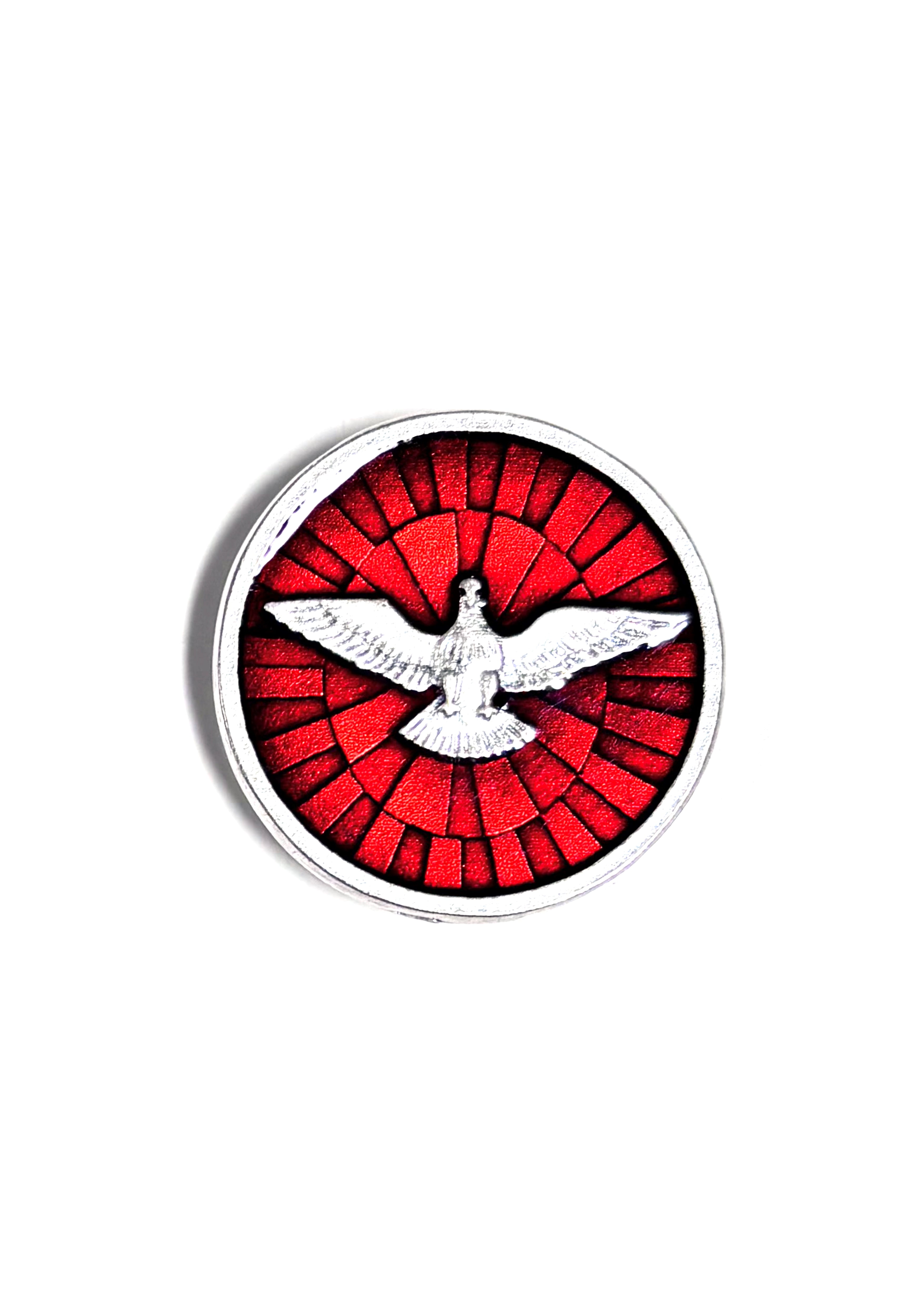 Holy Spirit red enamel round medal magnet