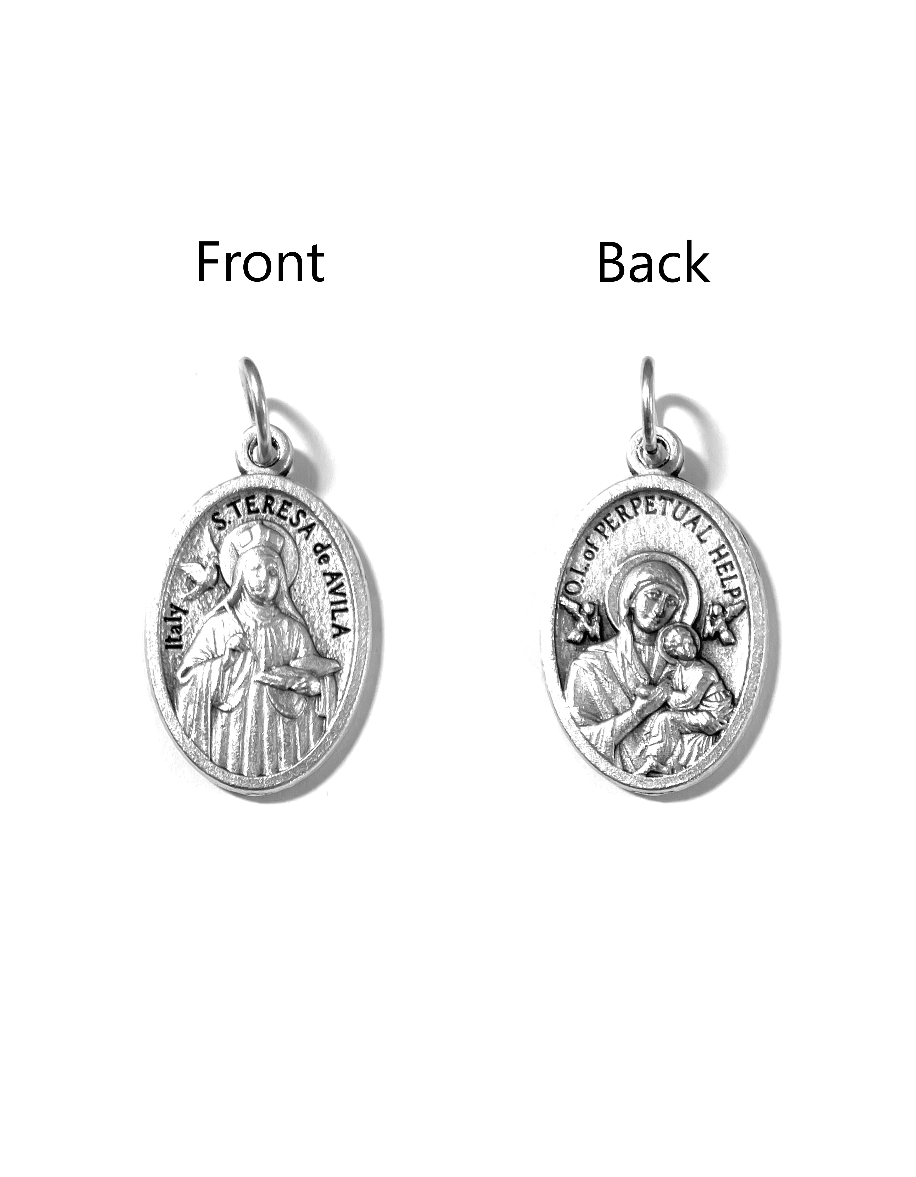 Saints Medals in oxidized silver made in Italy 1.0" x 0.7"