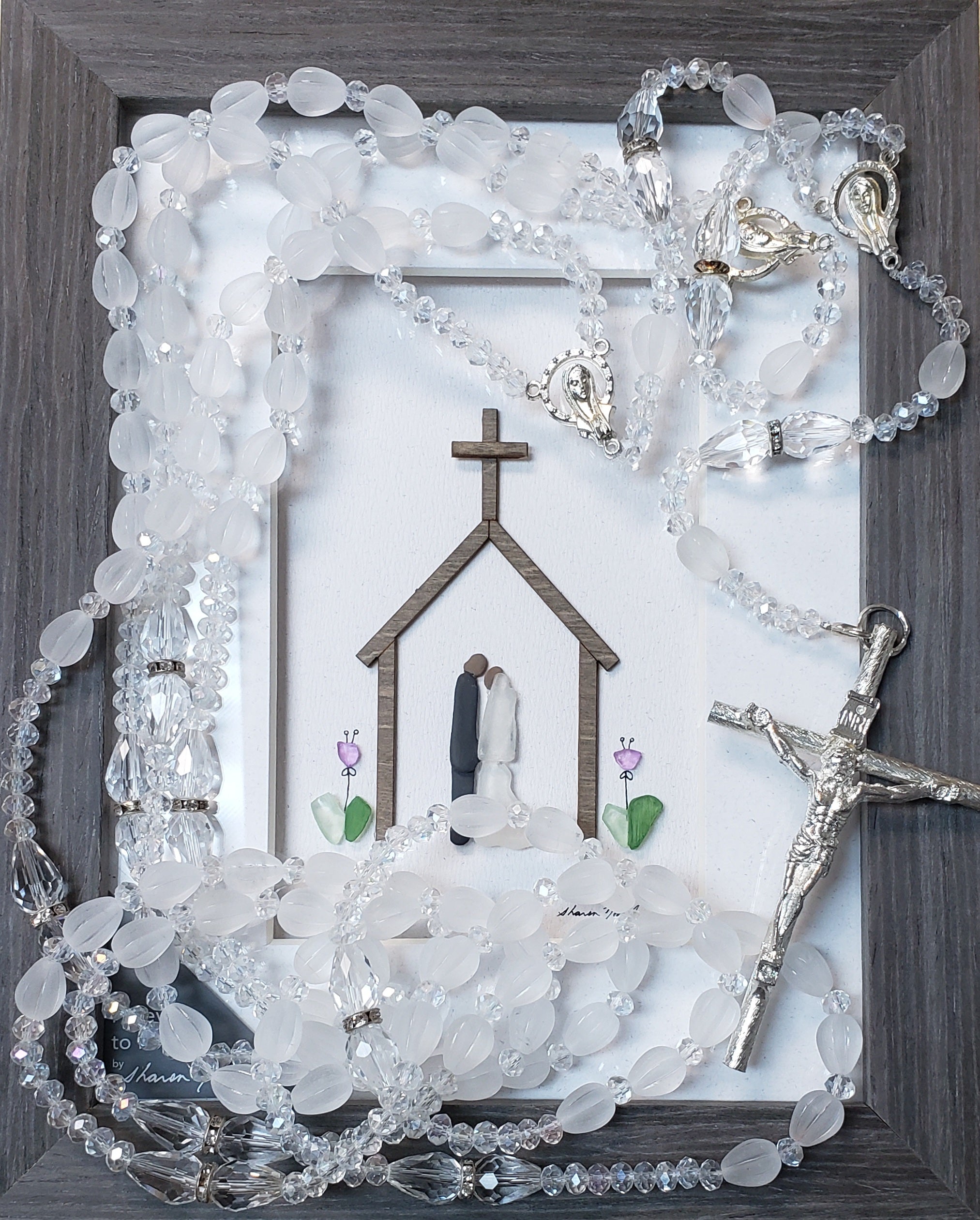 Silver Wedding Lasso Rosary - Crystal beads l - Lazo para boda cristales