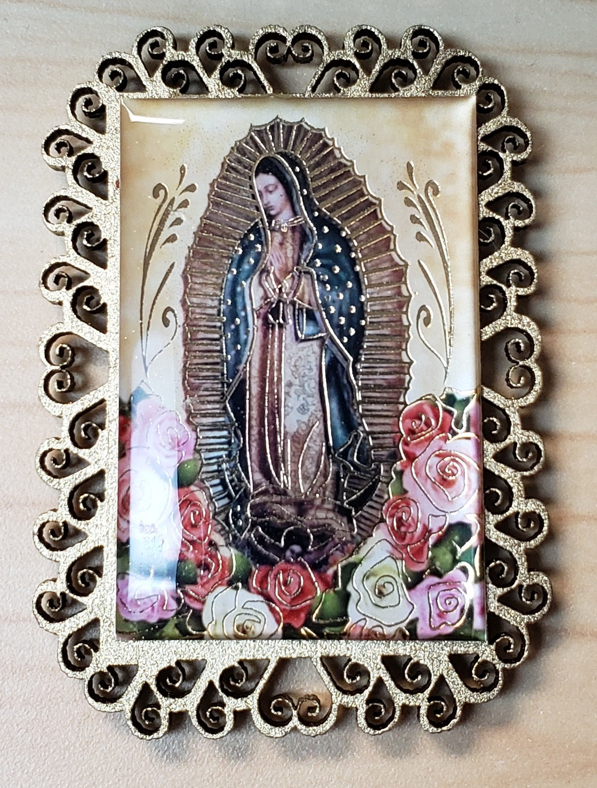 2.5" Magnetic Resin-Wood - Our Lady of Guadalupe