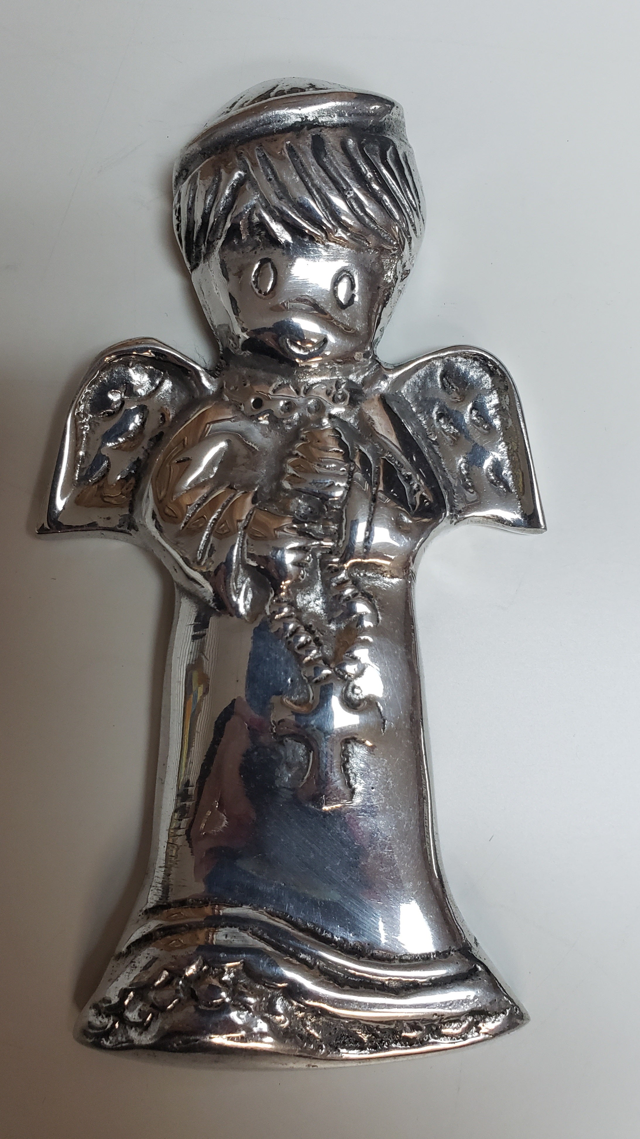 Pewter Angel with Rosary
