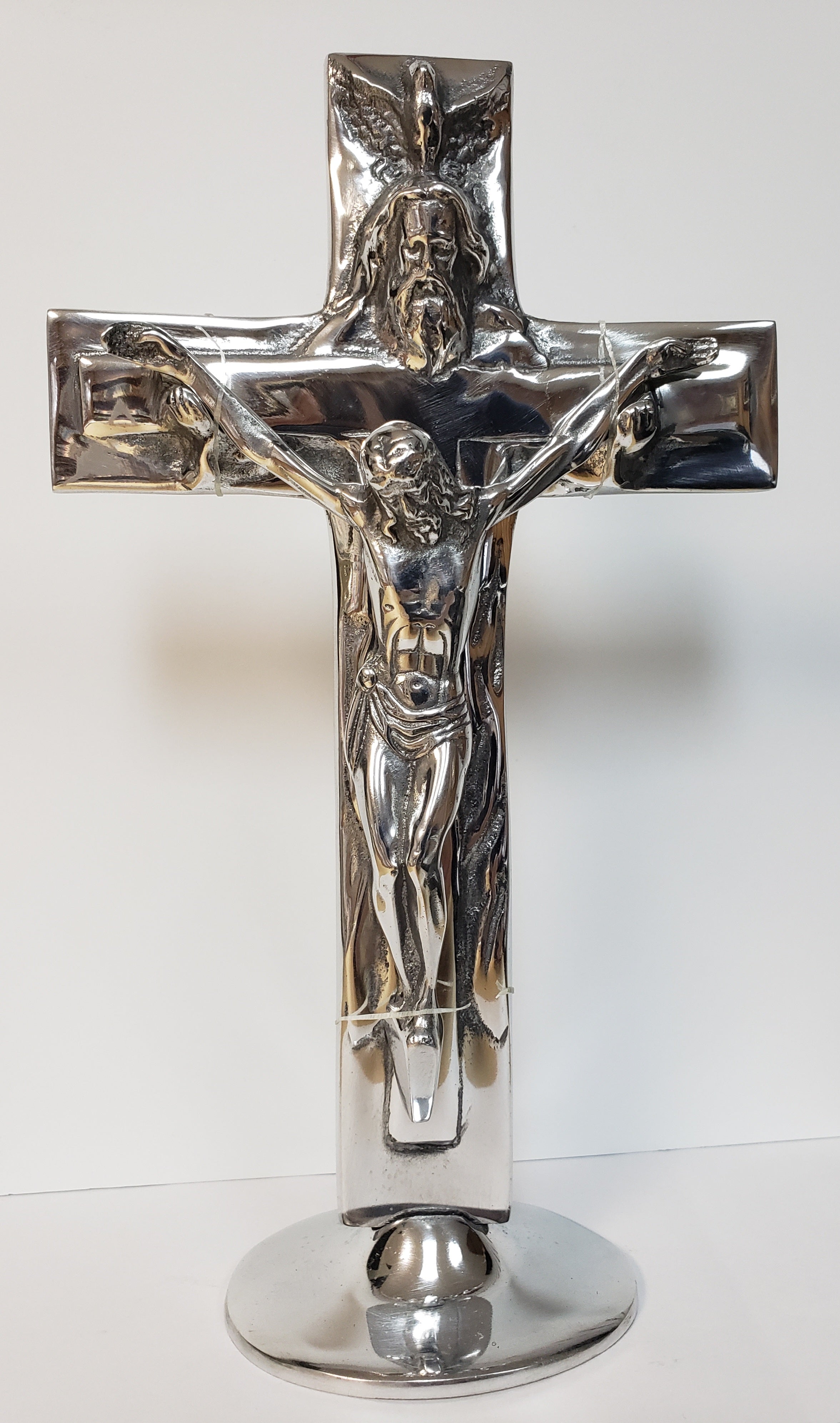Pewter Trinity Crucifix with God Father Son and Holy Spirit