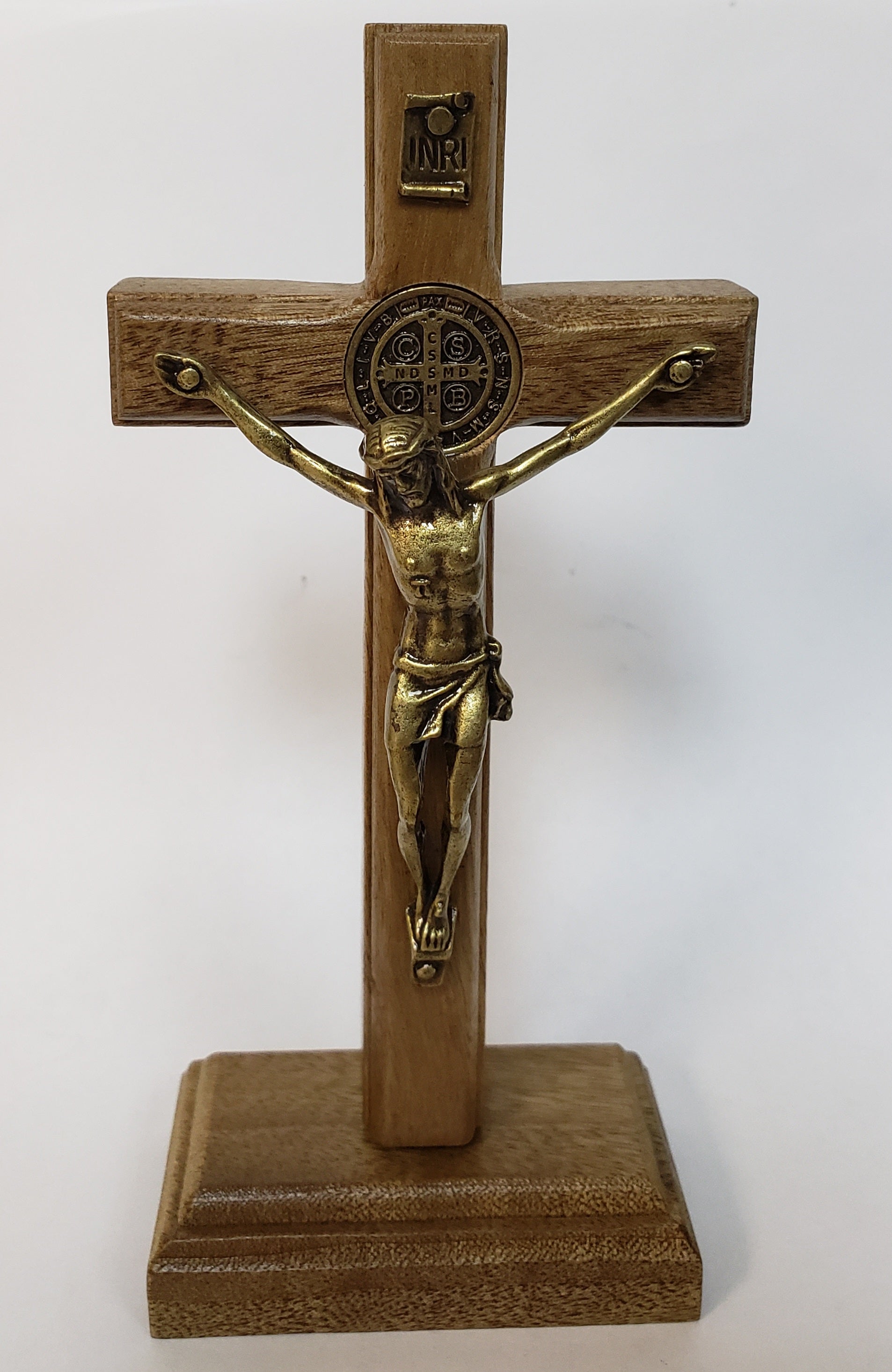 St. Benedict Standing Wood Crucifix