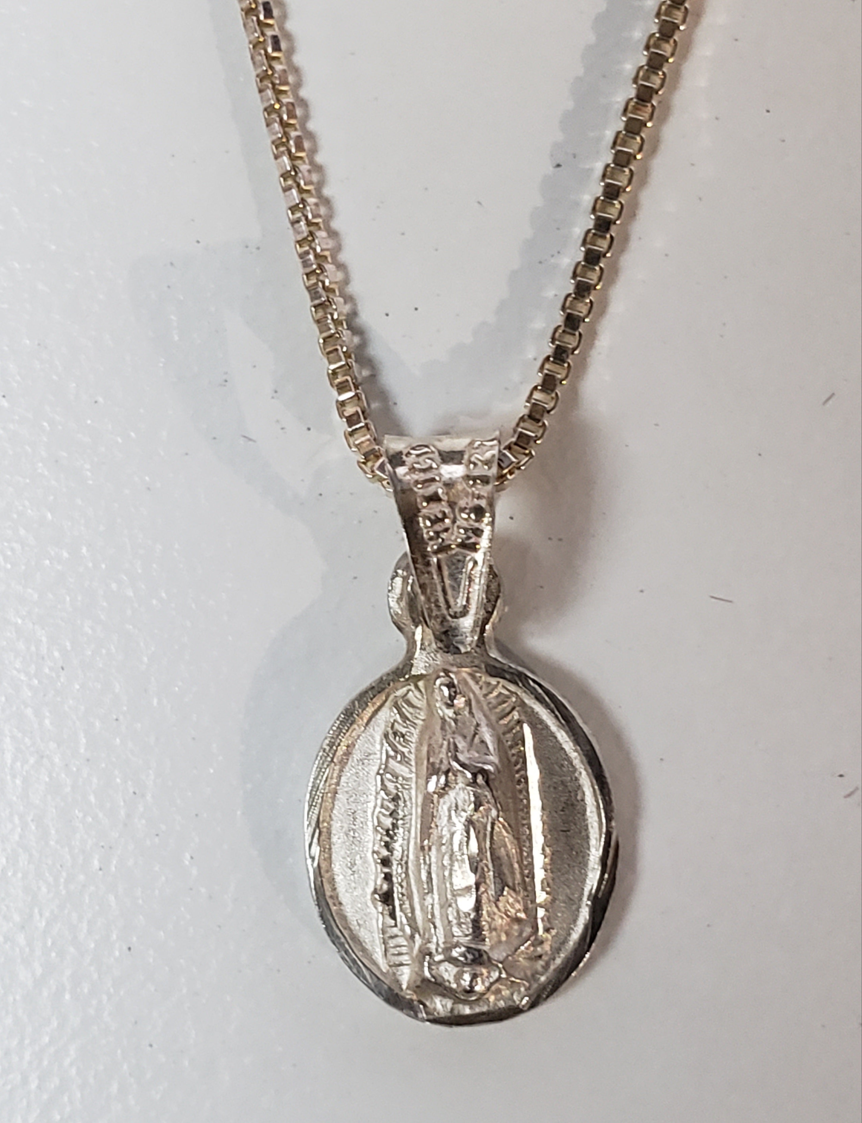 Silver Guadalupe Pendant Necklace.