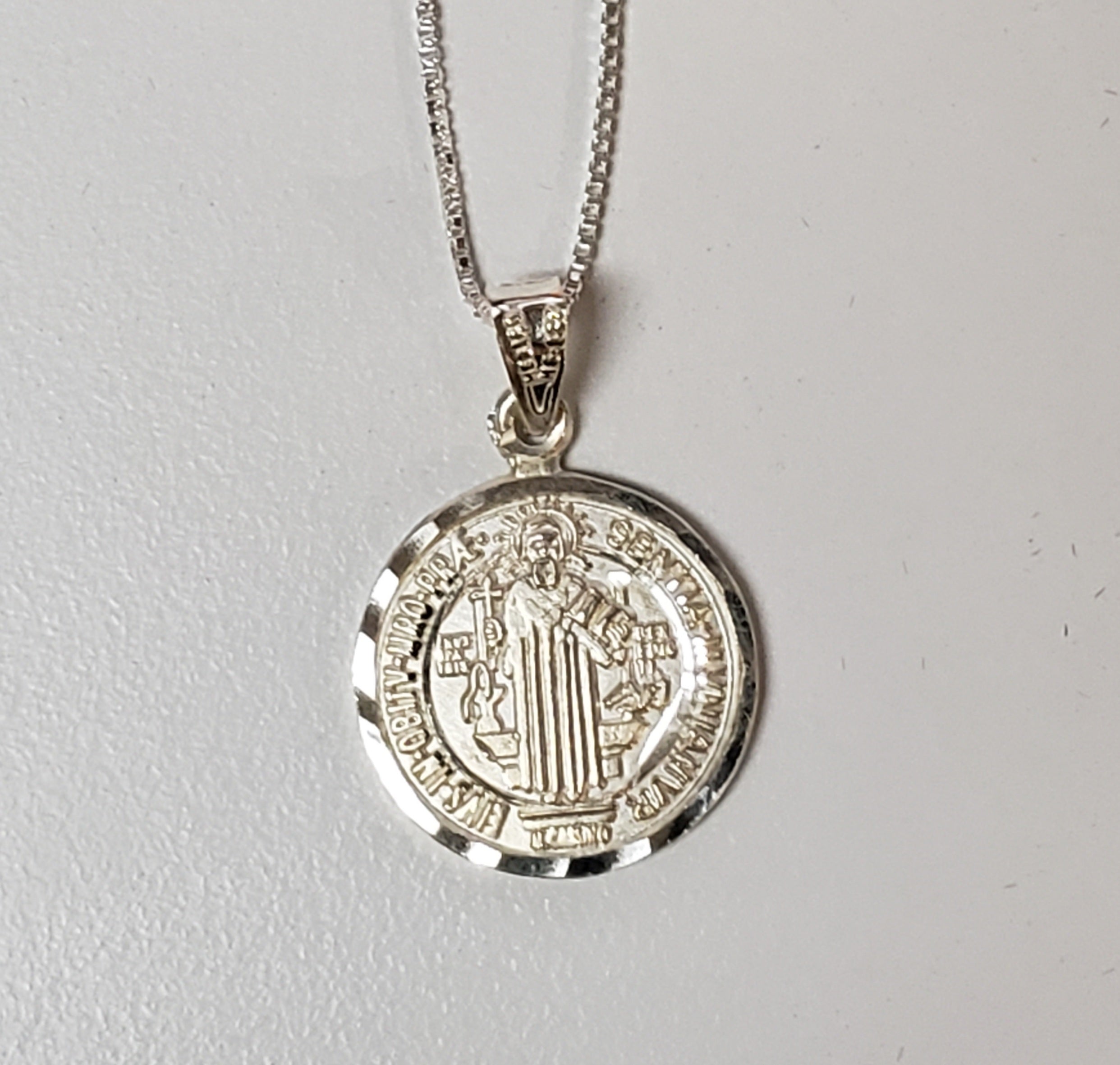 Silver St Benedict Medal Necklace
