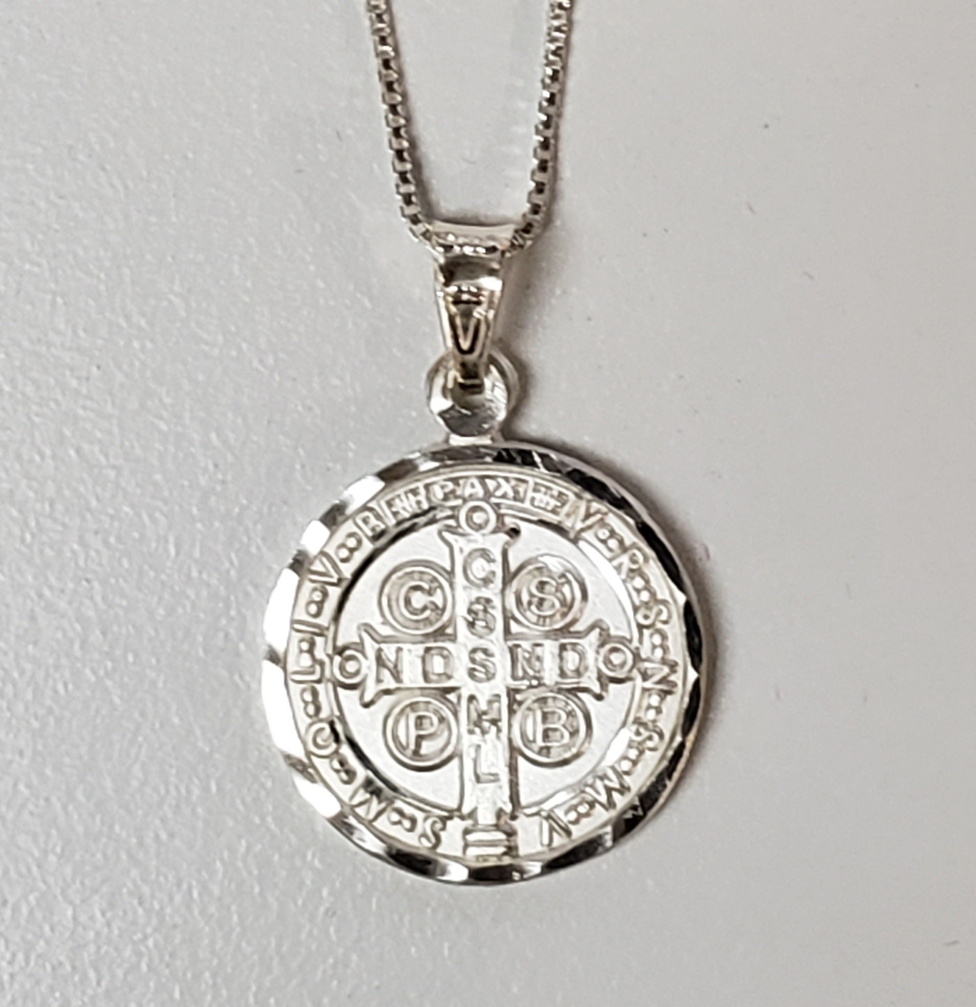 Silver St Benedict Medal Necklace