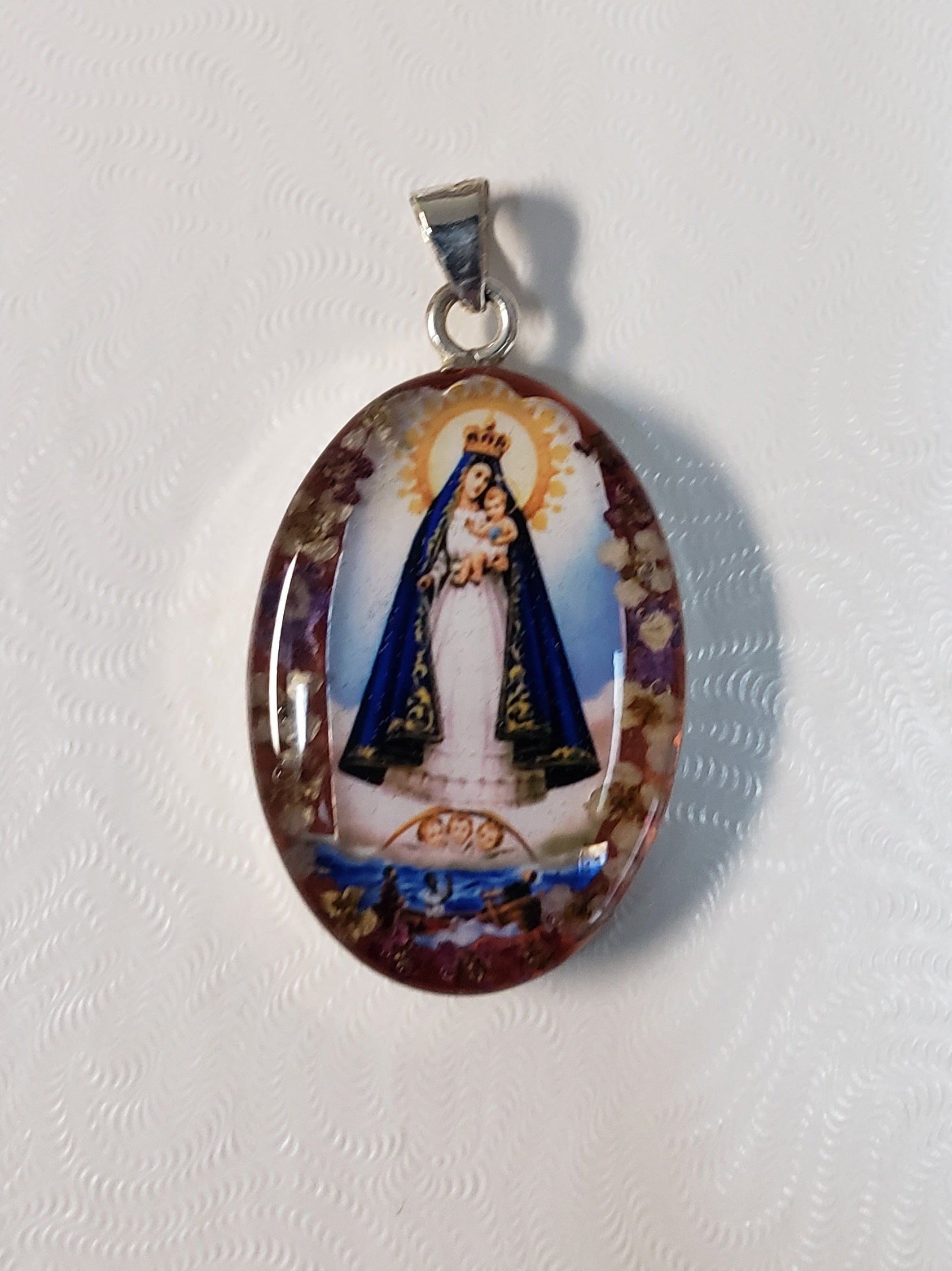 Medal of Our Lady of Charity - Caridad del Cobre Flowers - Guadalupe Collection