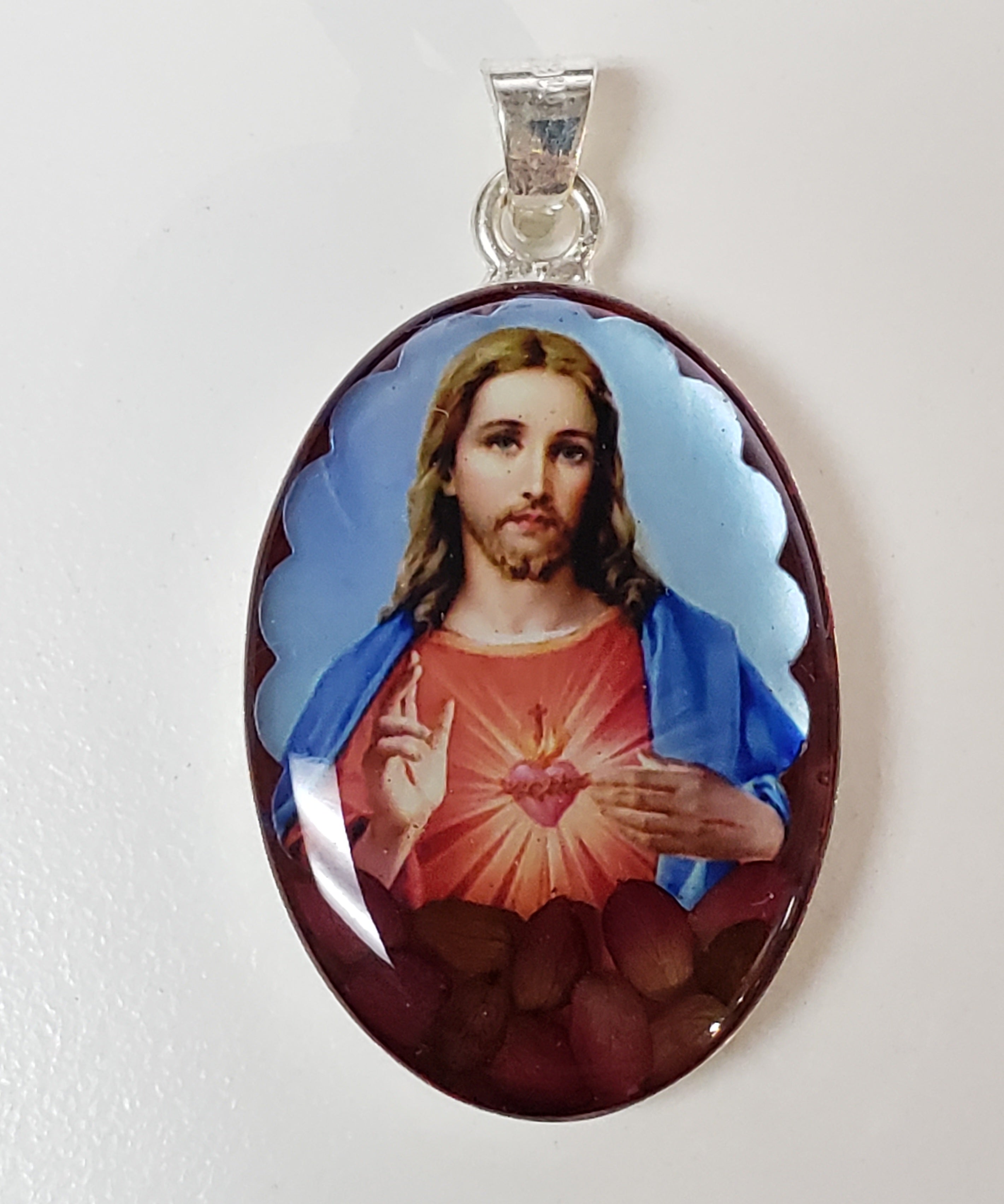 Medal with Flowers of Sacred Heart of Jesus