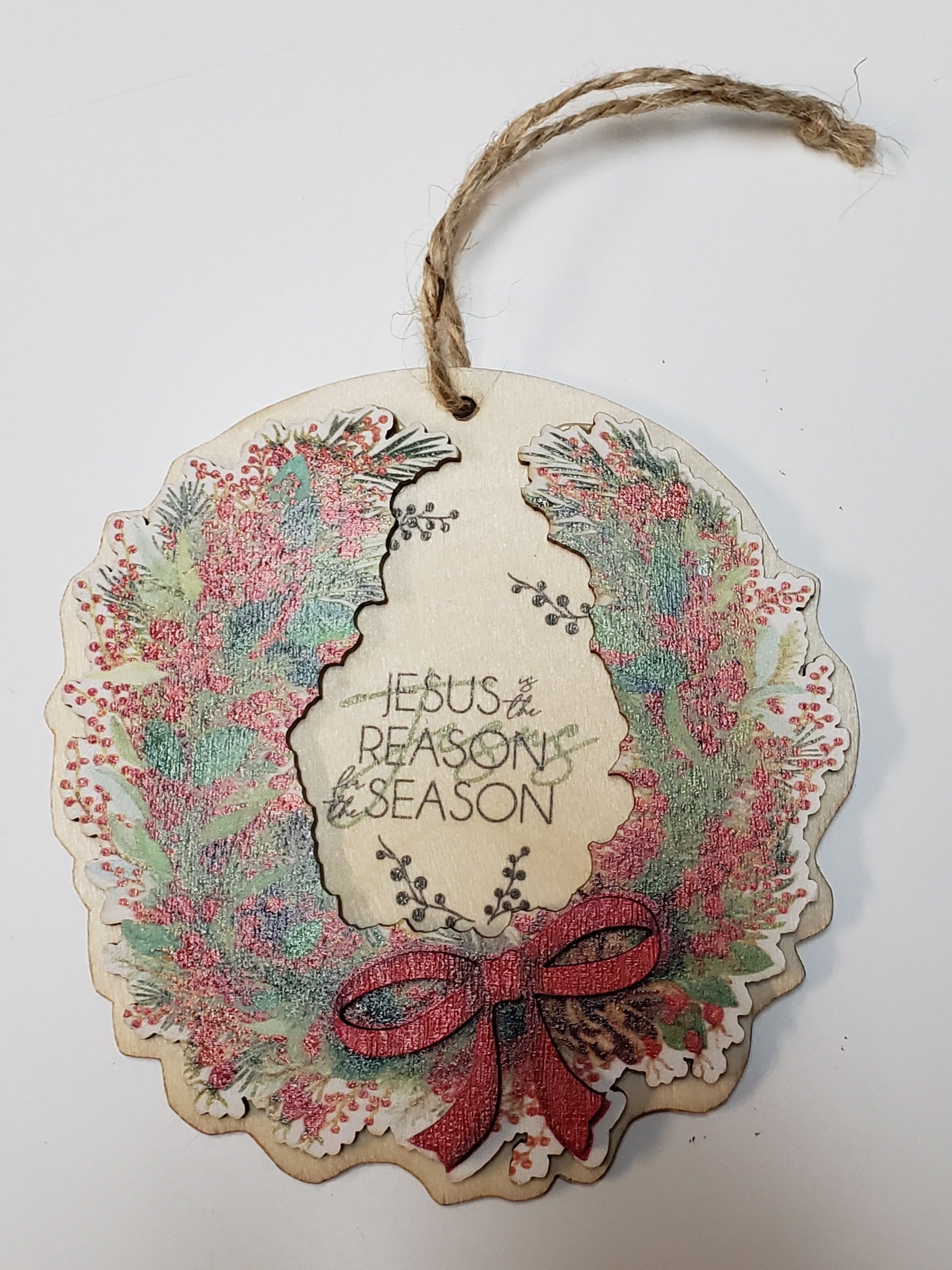 Christmas Wood Round Rustic Ornament
