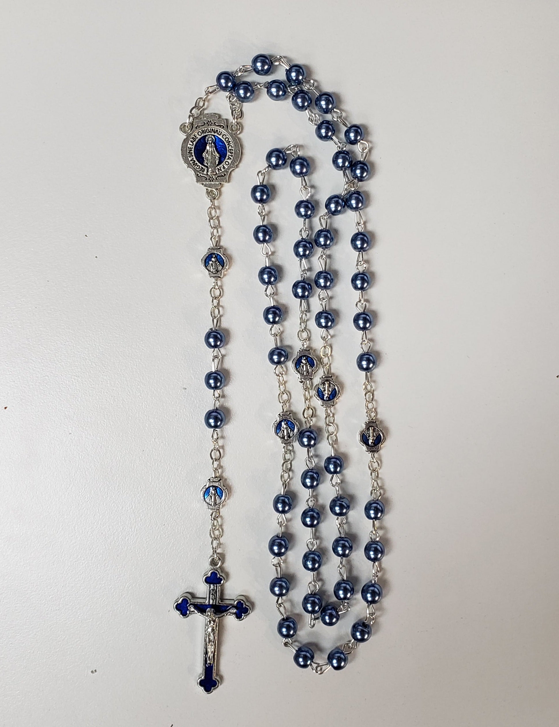 Blue faux pearl Rosary