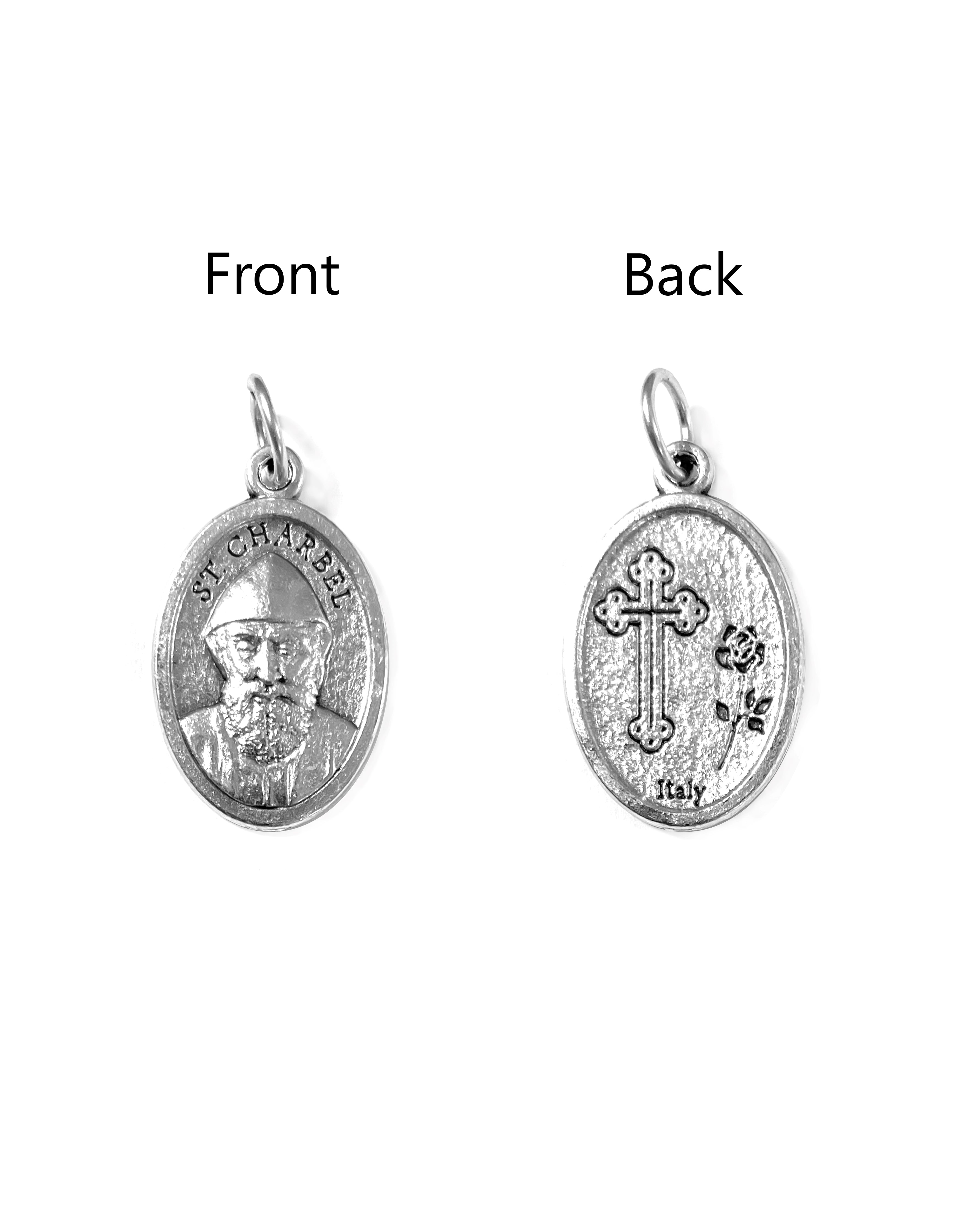Saints Medals in oxidized silver made in Italy 1.0" x 0.7"