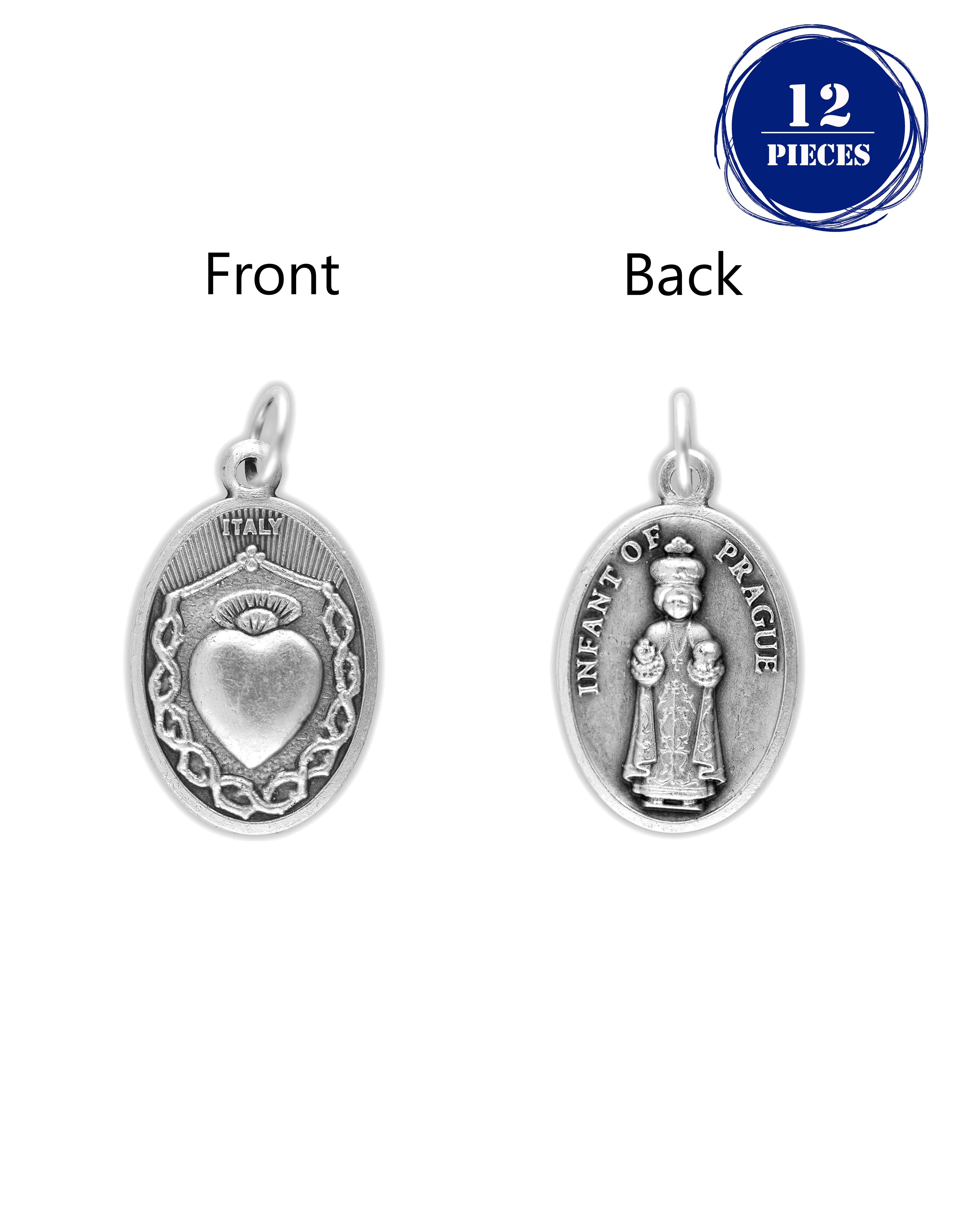 Pack of 12 Saints Medals in oxidized silver made in Italy 1.0" x 0.7"