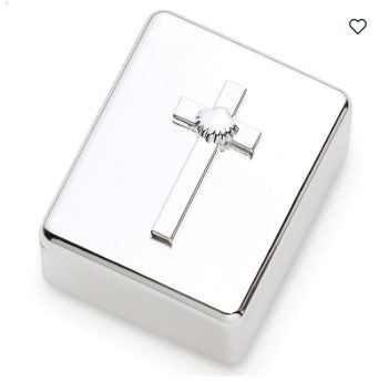 2.2"h baptism keepsake box silver; caroline collection