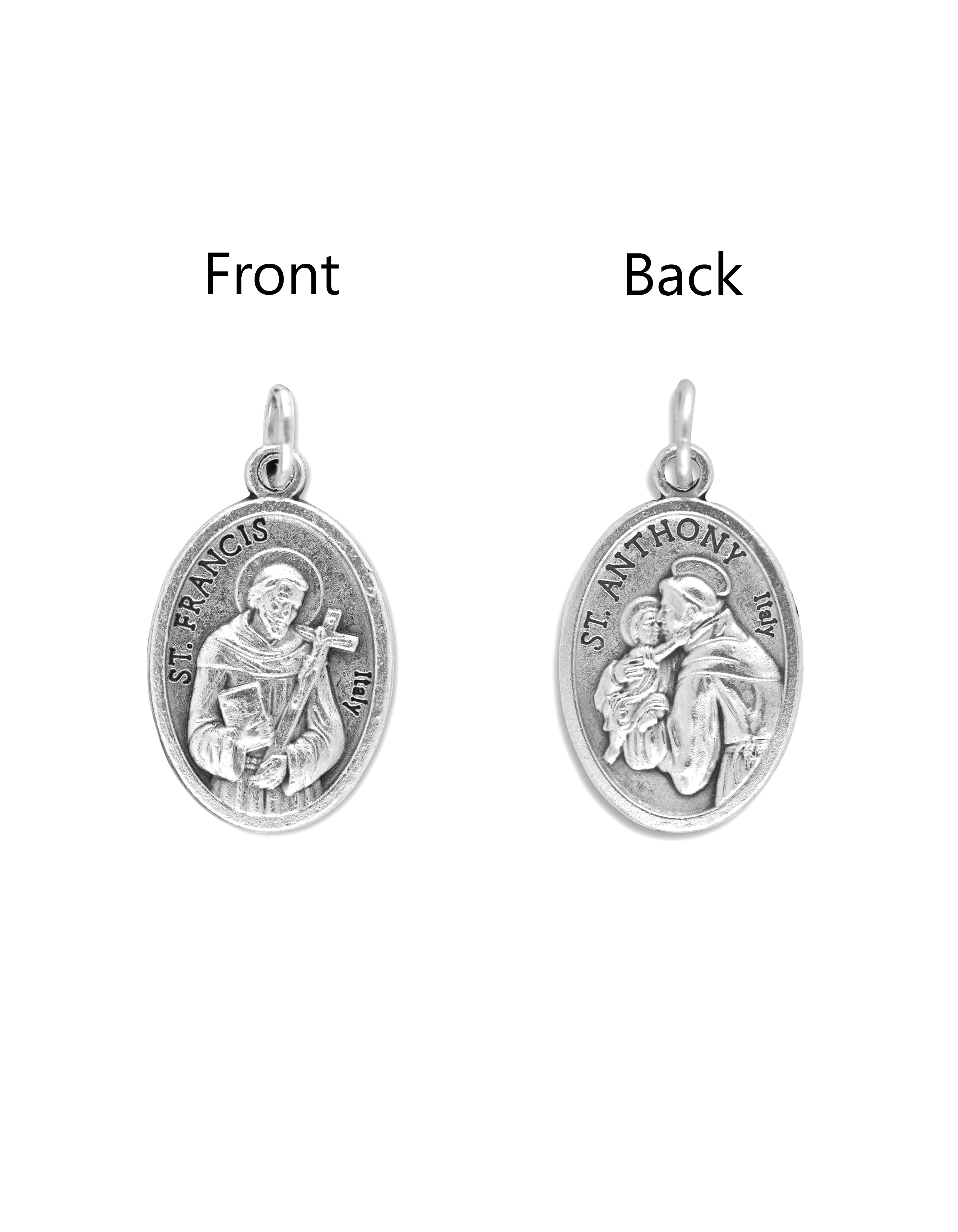 Saints Medals in oxidized silver made in Italy 1.0" x 0.7"