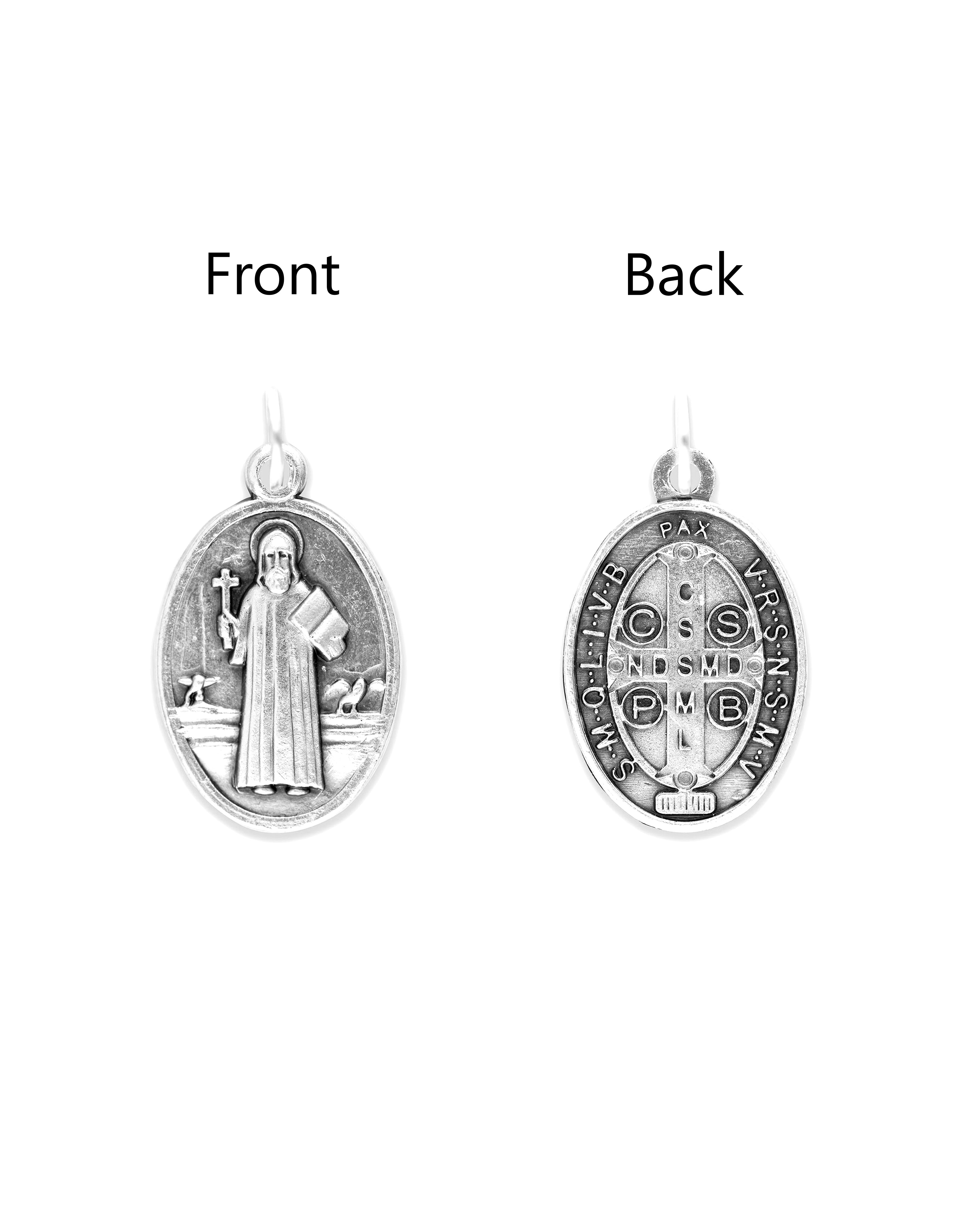 Saints Medals in oxidized silver made in Italy 1.0" x 0.7"