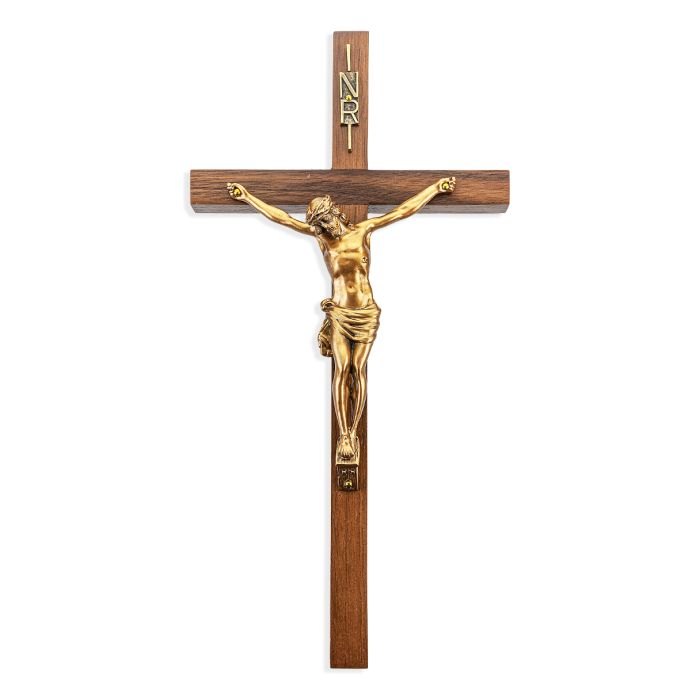 11" Walnut Cross With Museum Gold Corpus