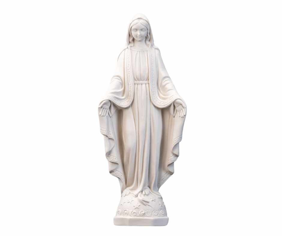 The Faith Gift Shop Our Lady of Grace - Miraculous Mary All White- Made in Italy - Our Tuscany Collection - Virgen La Milagrosa Blanca