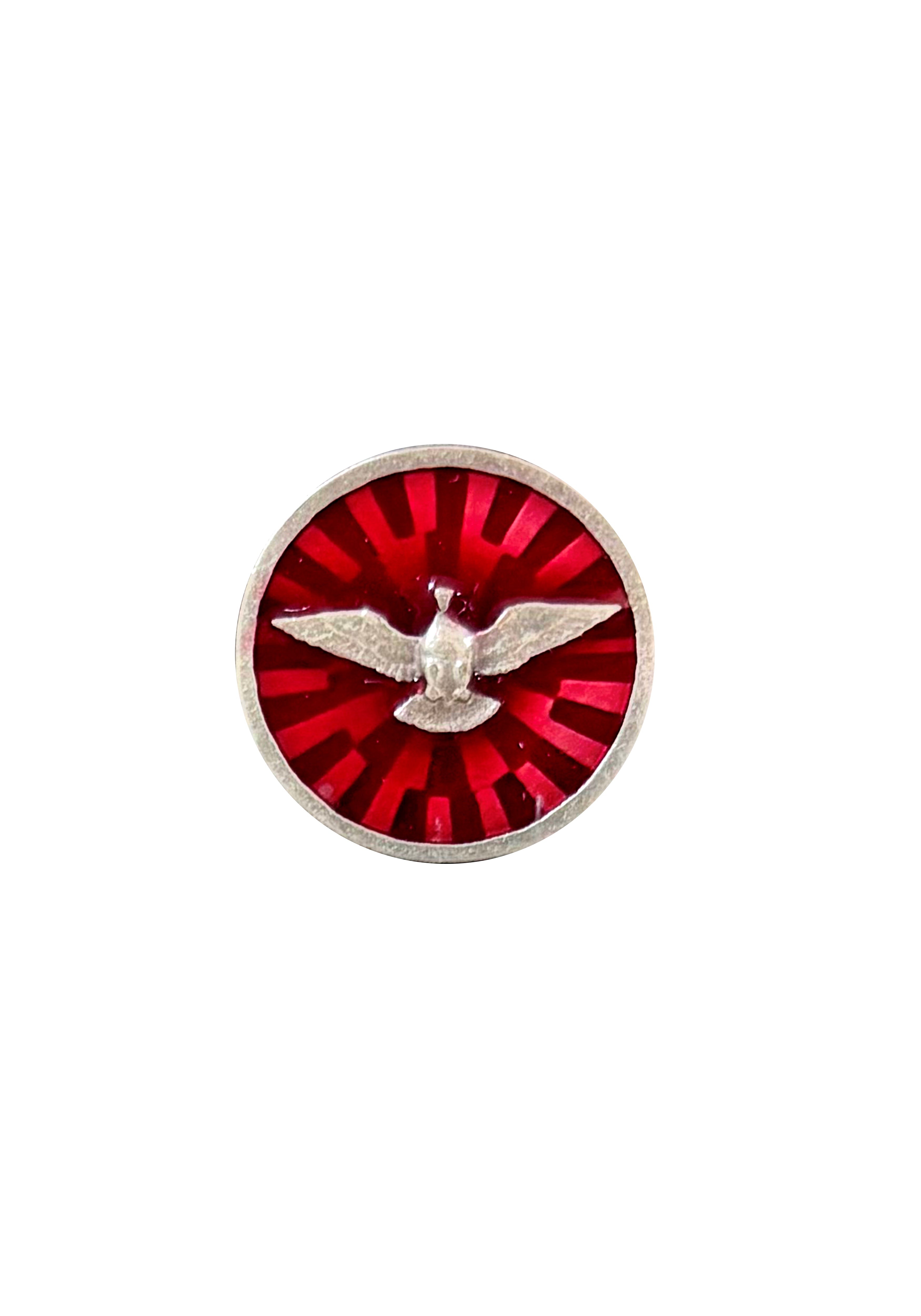 Holy Spirit red enamel round Gold and silver accent catholic lapel pins