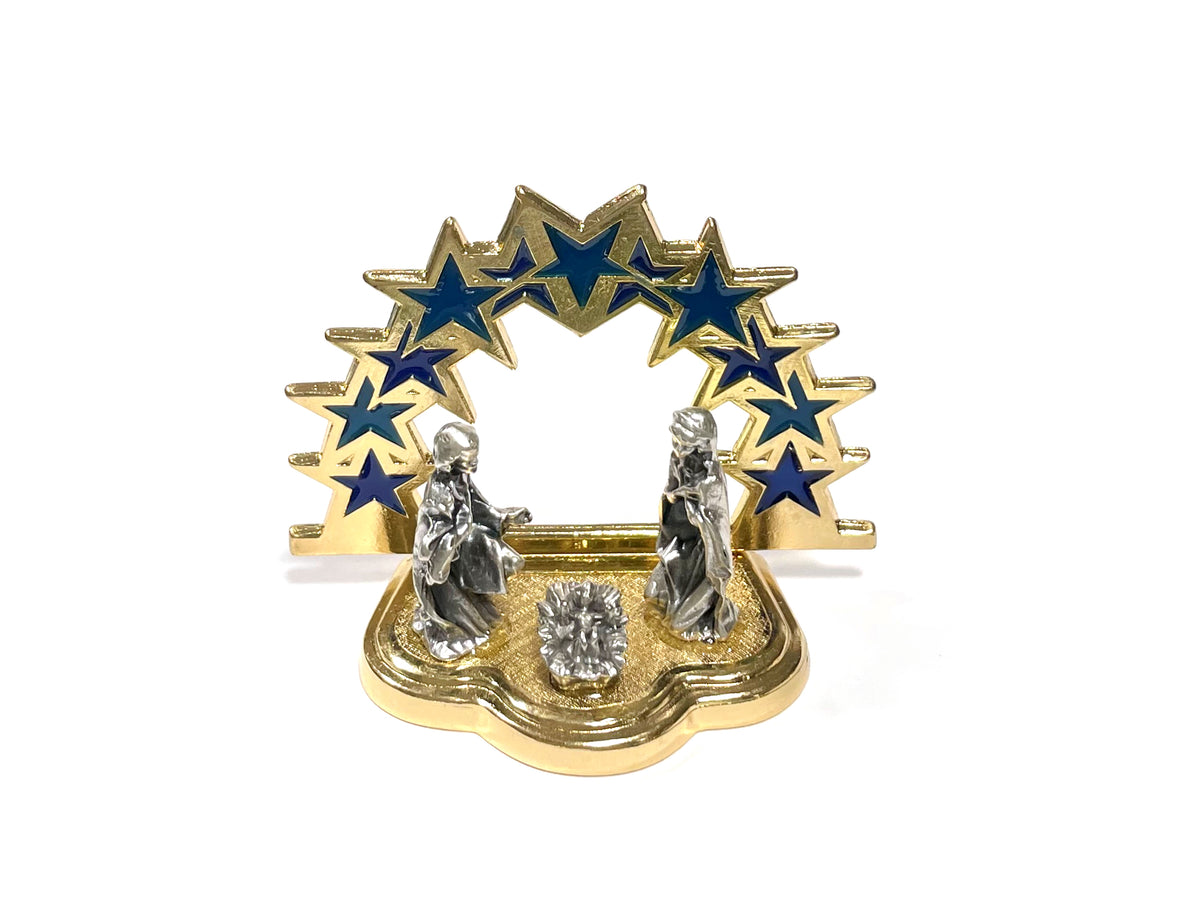 Nativity with Stars arch stained glass style