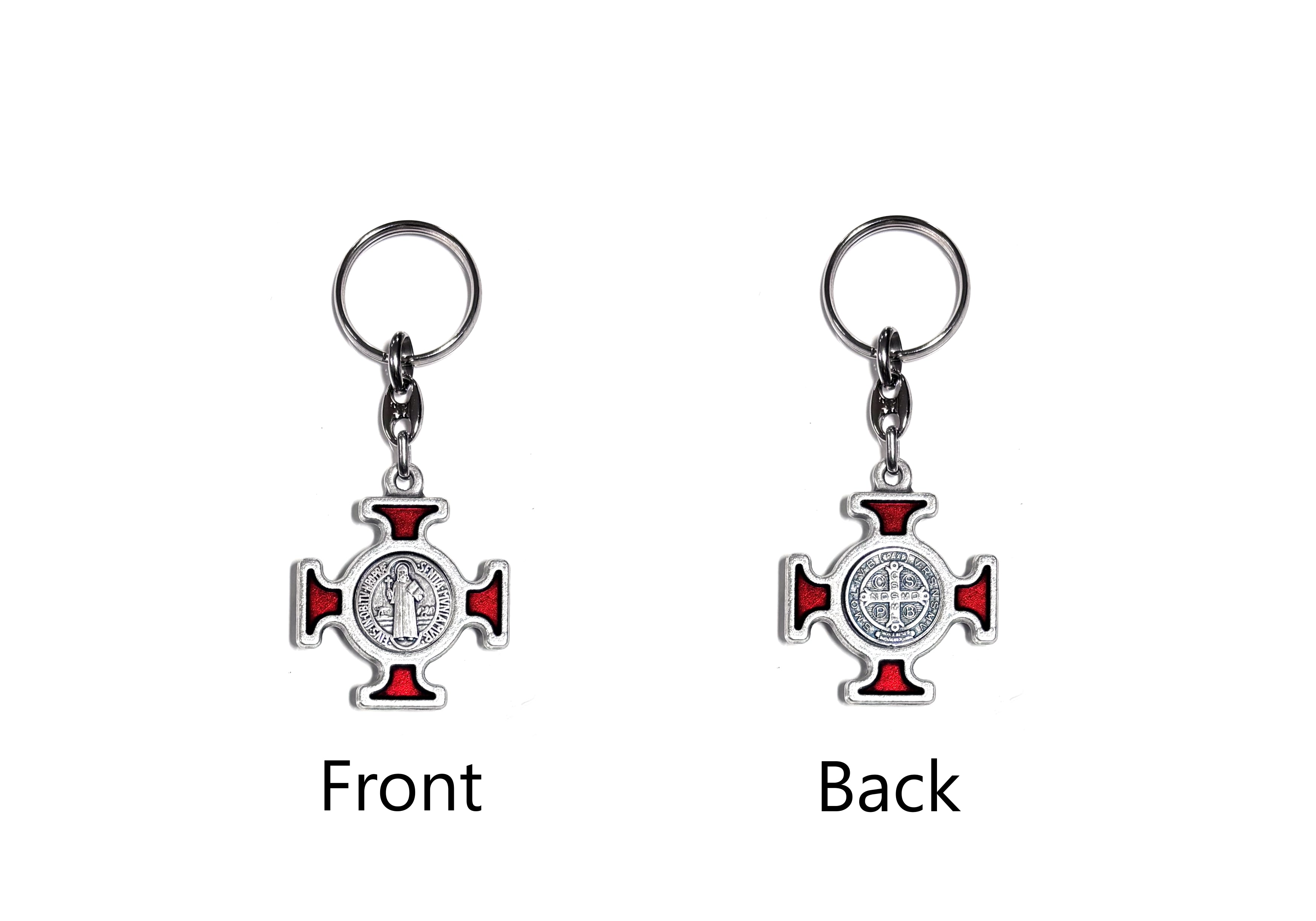 Saint Benedict Colors enamel cross keychain