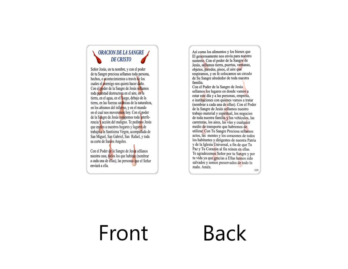 Estampas Católicas en Español – Prayer Holy Cards in Spanish, 3.5" x 2"
