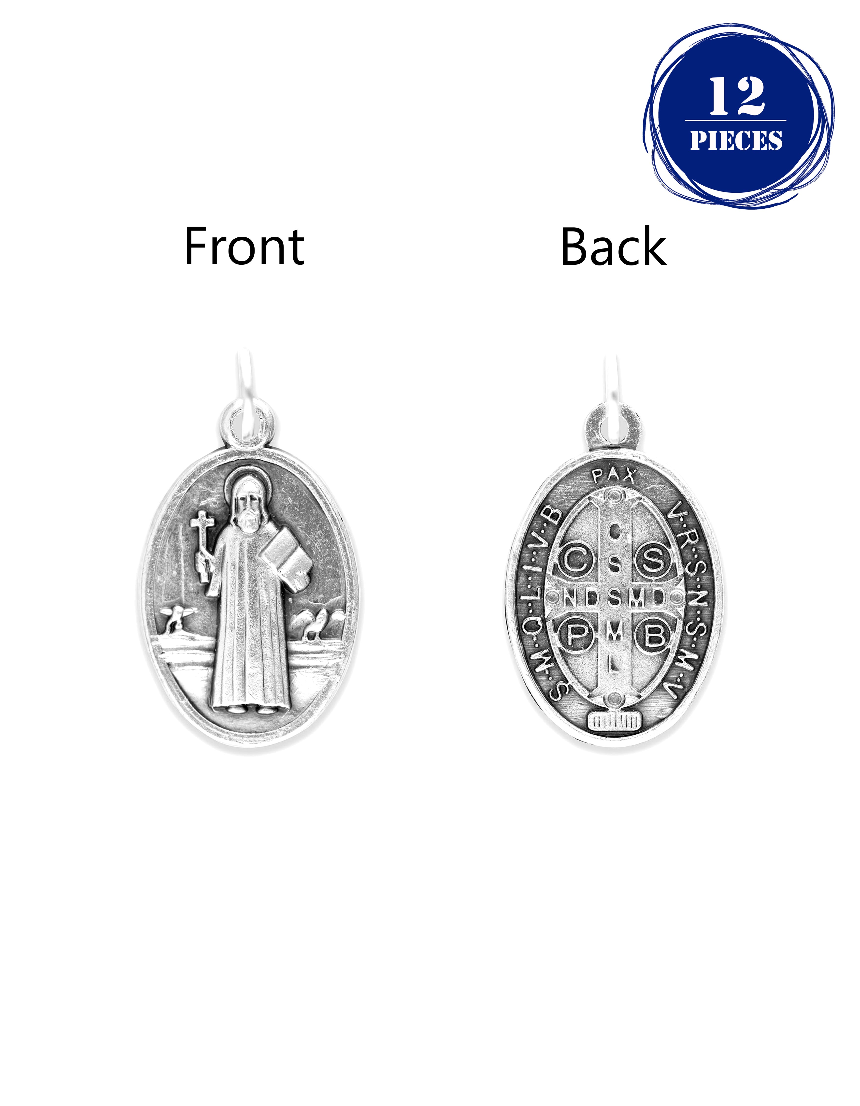 Pack of 12 Saints Medals in oxidized silver made in Italy 1.0" x 0.7"