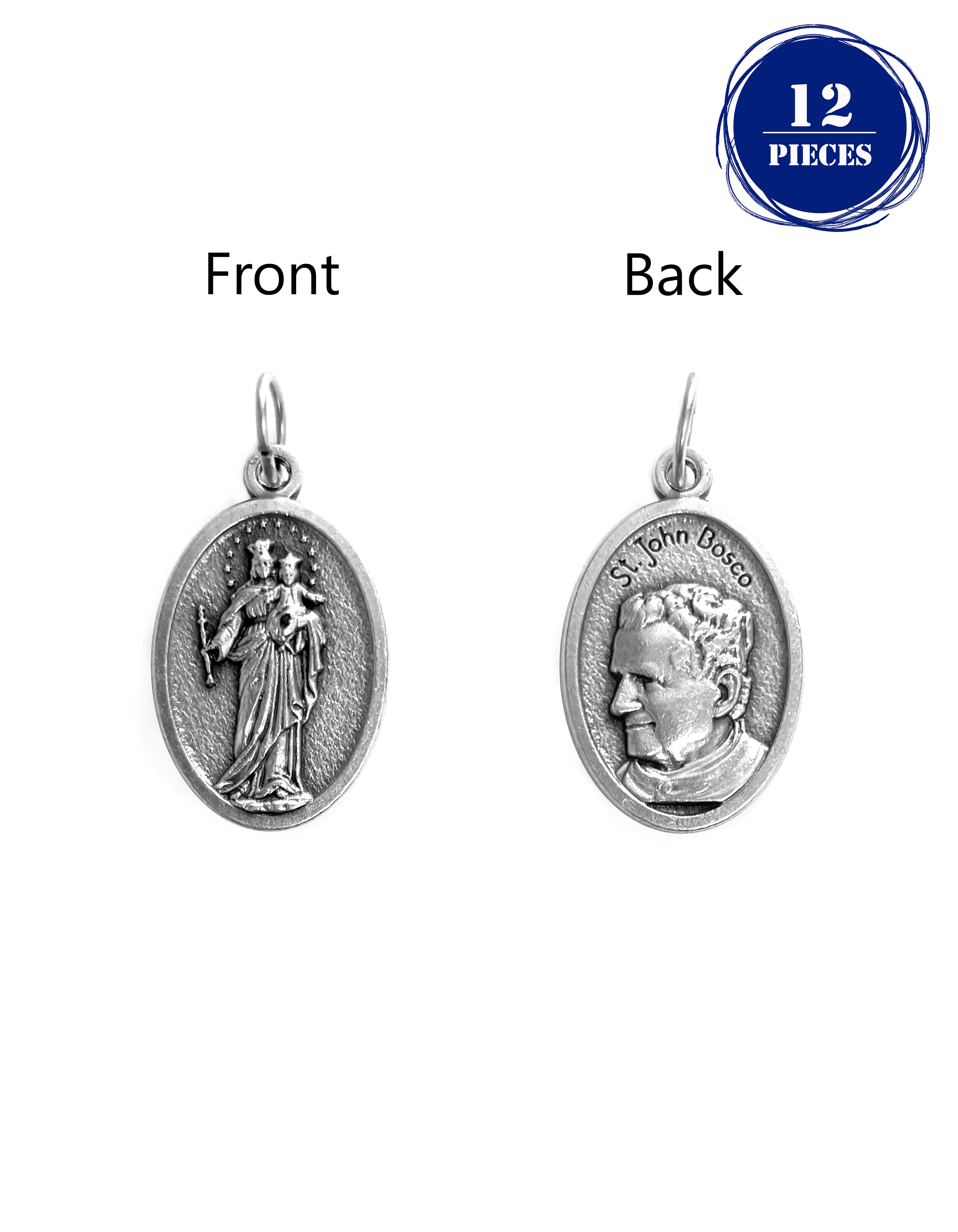 Pack of 12 Saints Medals in oxidized silver made in Italy 1.0" x 0.7"