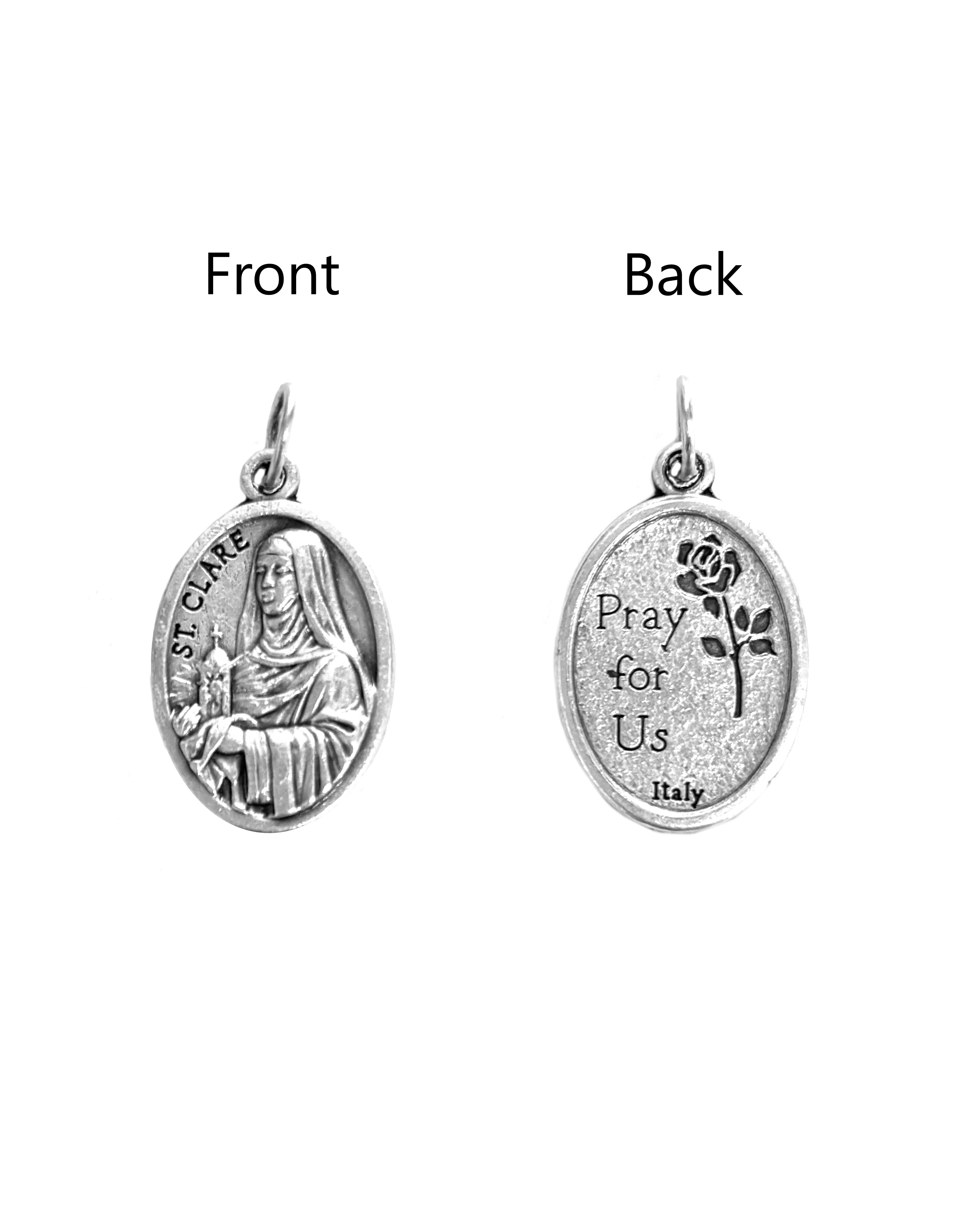 Saints Medals in oxidized silver made in Italy 1.0" x 0.7"