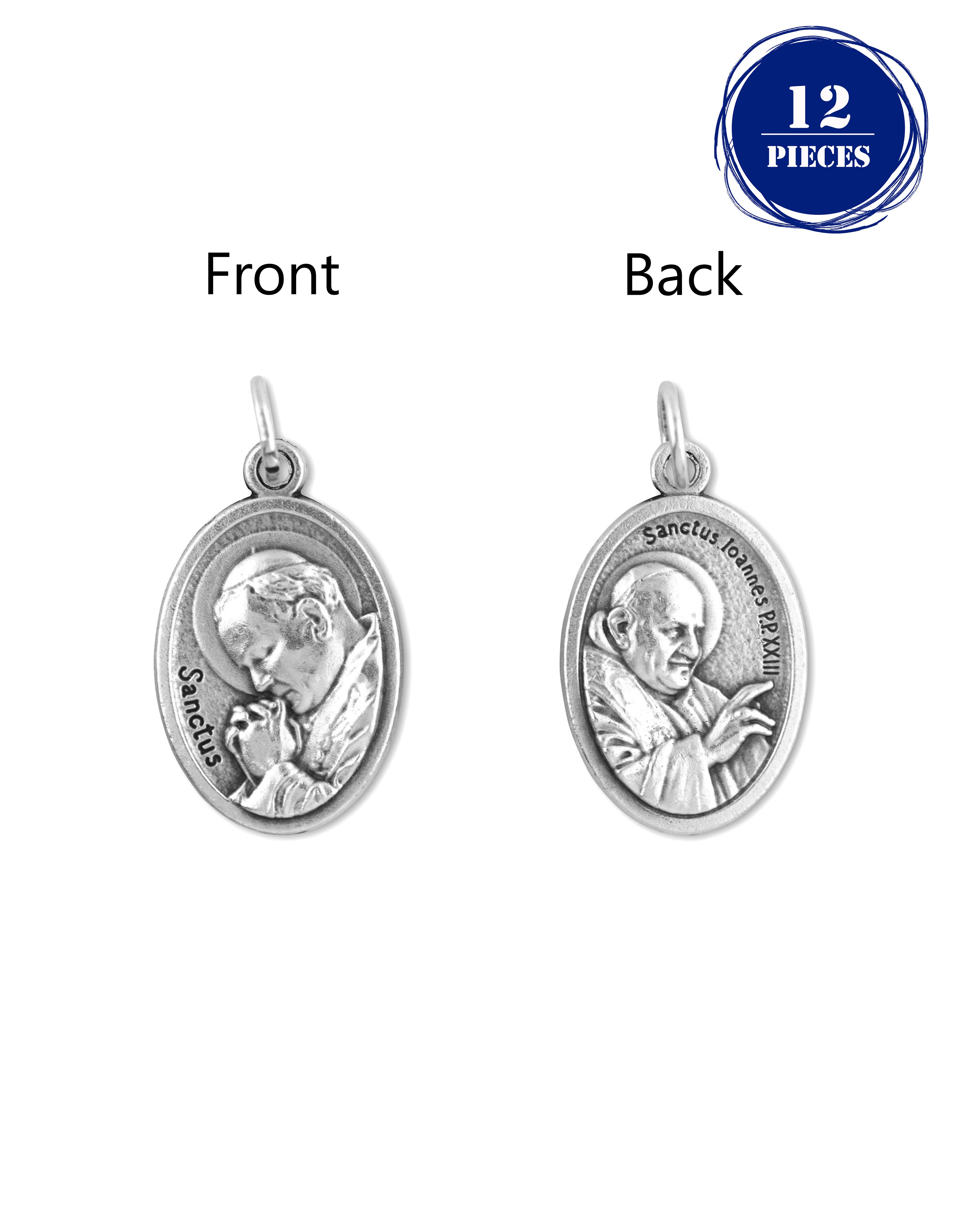 Pack of 12 Saints Medals in oxidized silver made in Italy 1.0" x 0.7"