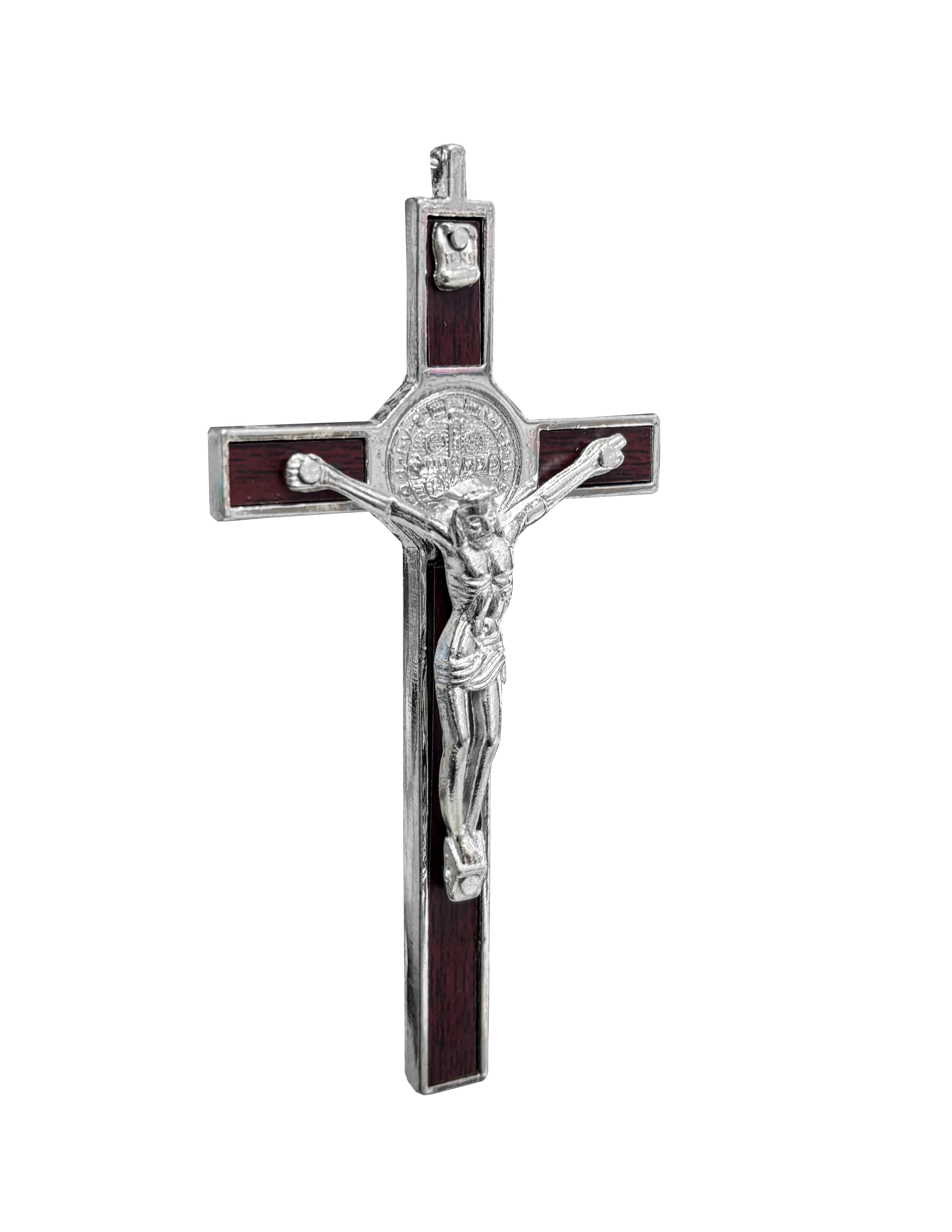 Wall crystal beads rosary with crucifix and medal of Saint Benedict