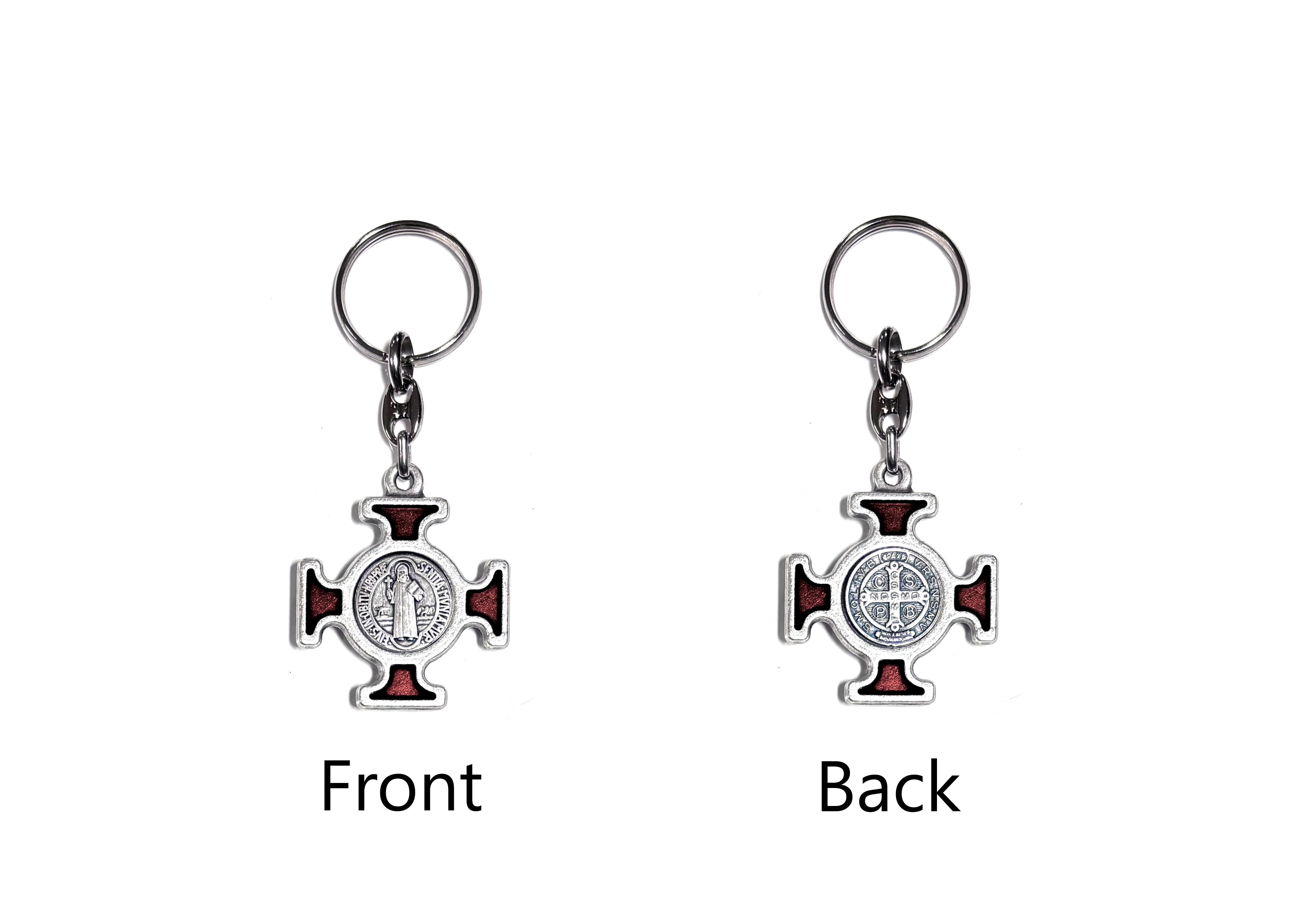 Saint Benedict Colors enamel cross keychain