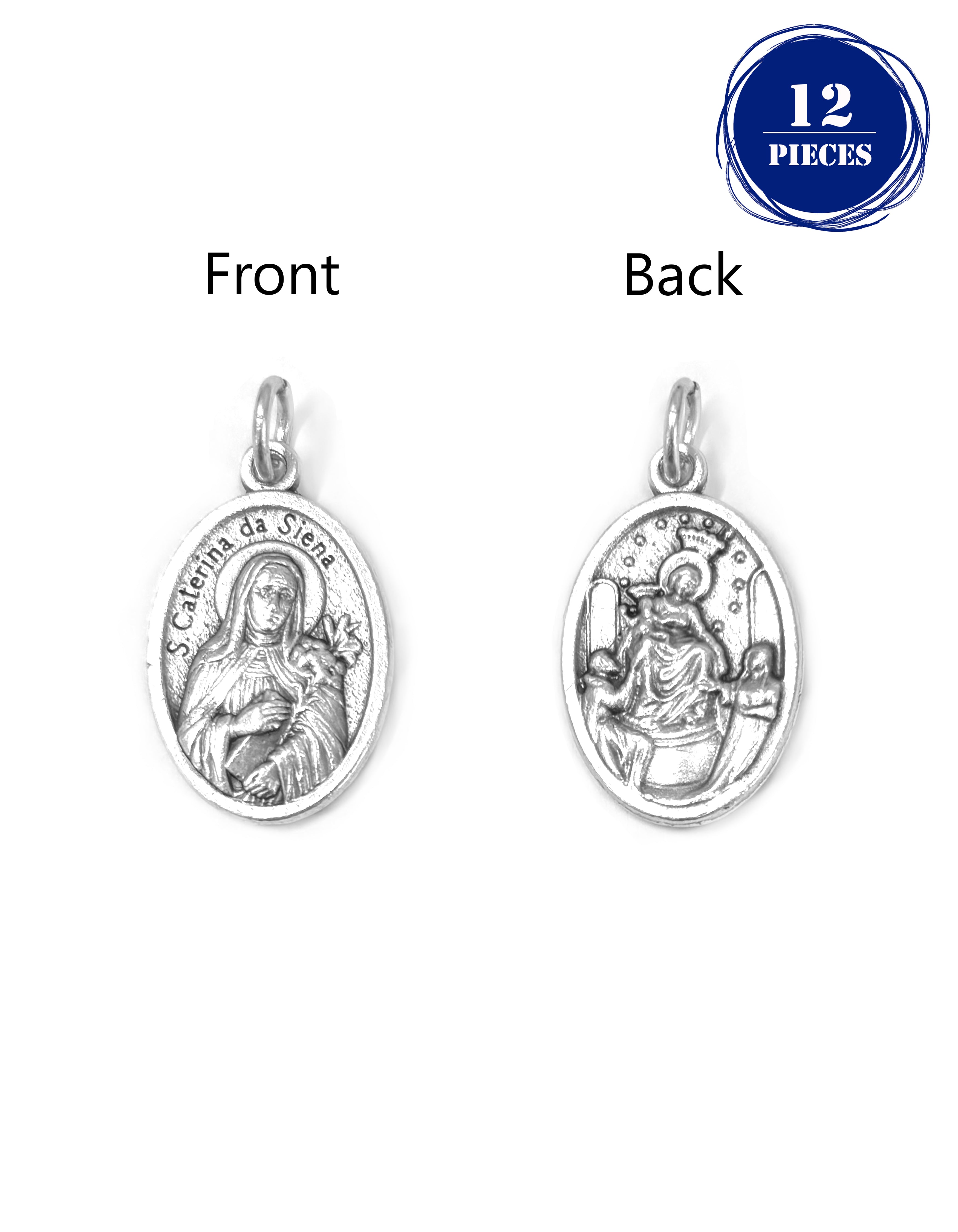 Pack of 12 Saints Medals in oxidized silver made in Italy 1.0" x 0.7"