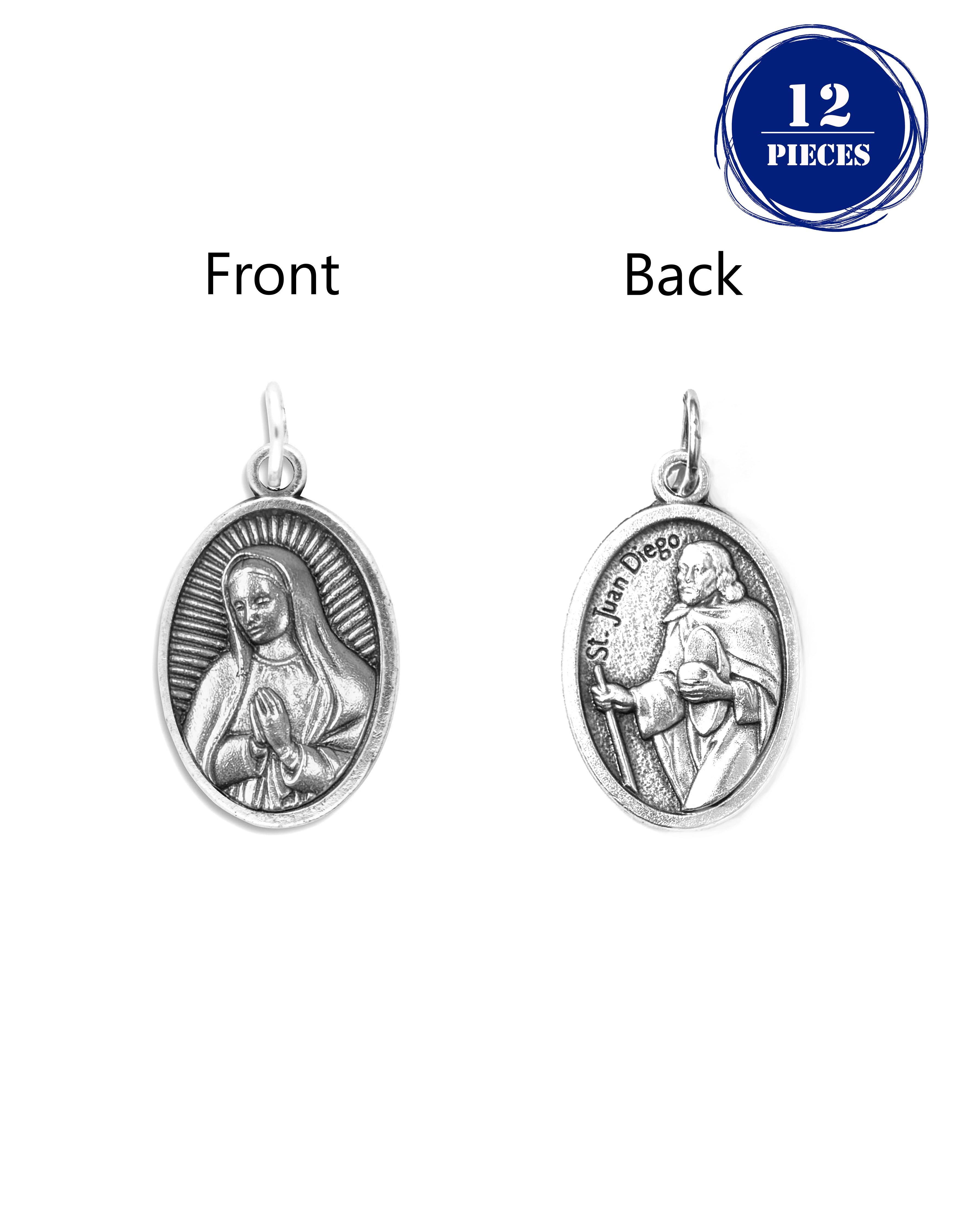 Pack of 12 Saints Medals in oxidized silver made in Italy 1.0" x 0.7"