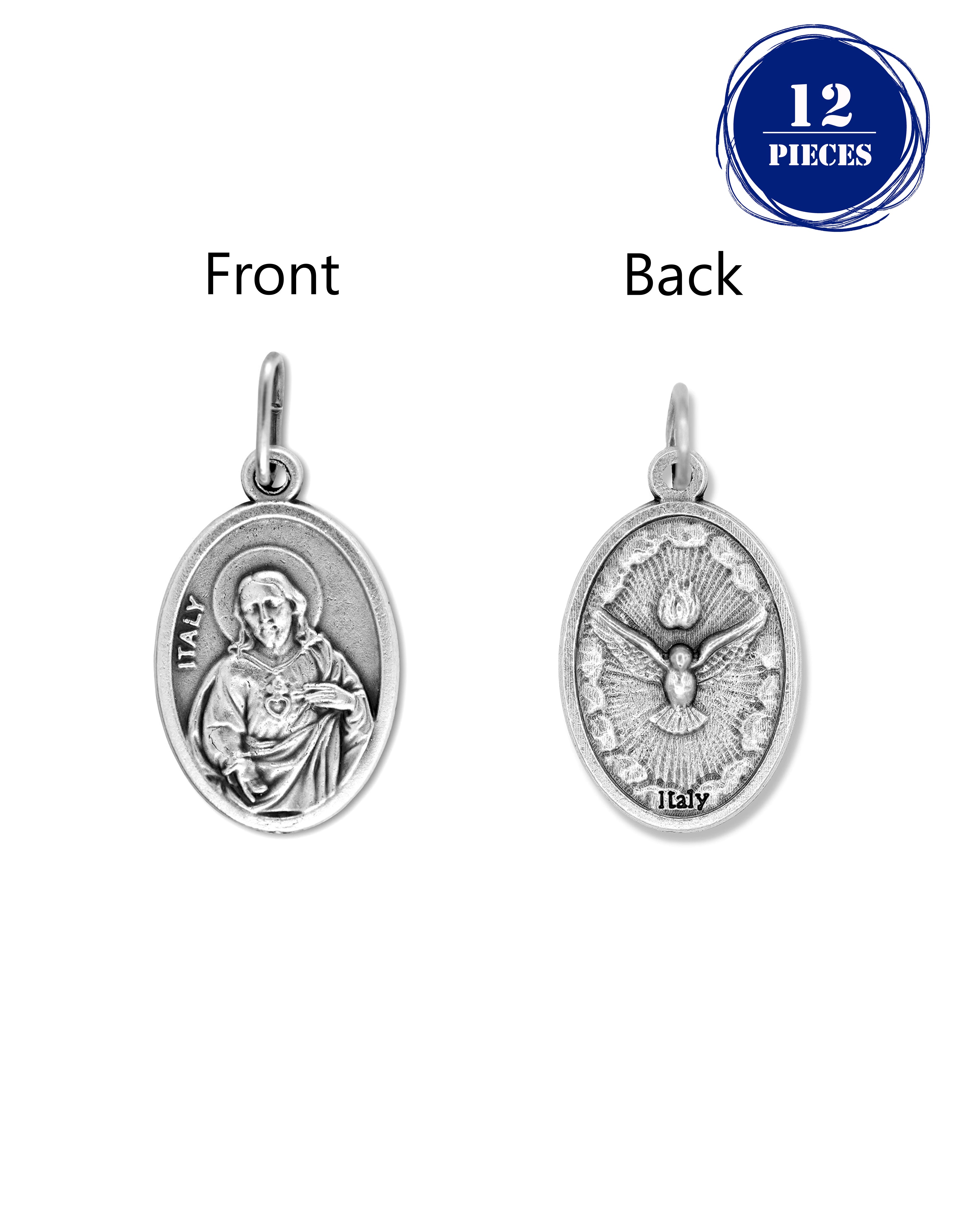 Pack of 12 Saints Medals in oxidized silver made in Italy 1.0" x 0.7"