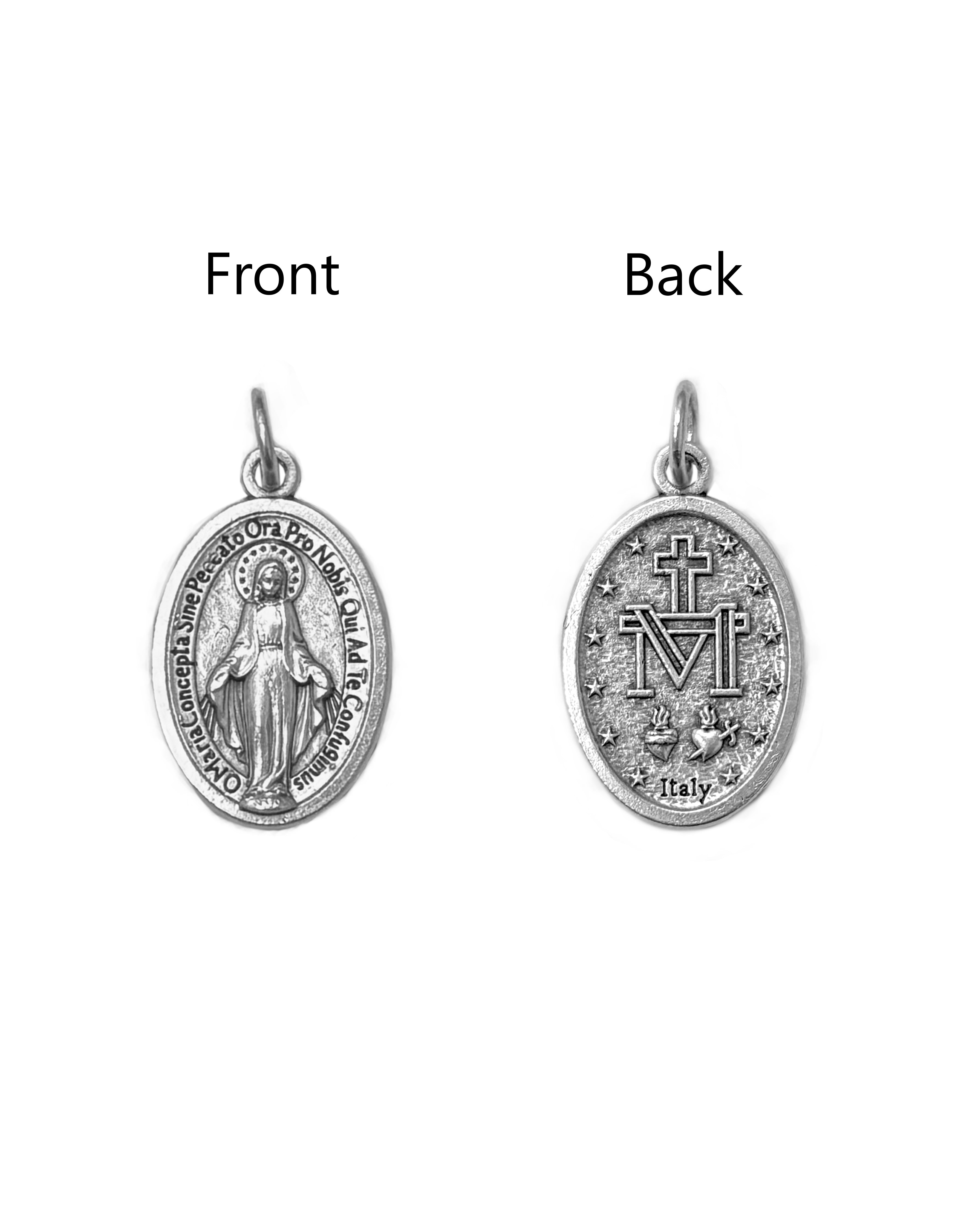 Saints Medals in oxidized silver made in Italy 1.0" x 0.7"